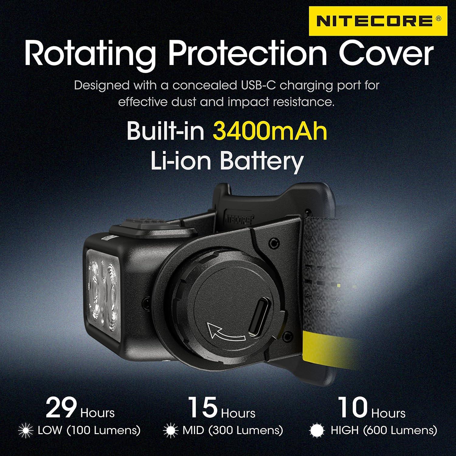 Linterna Frontal Nitecore NU43 1400 Lúmenes Recargable USB-C