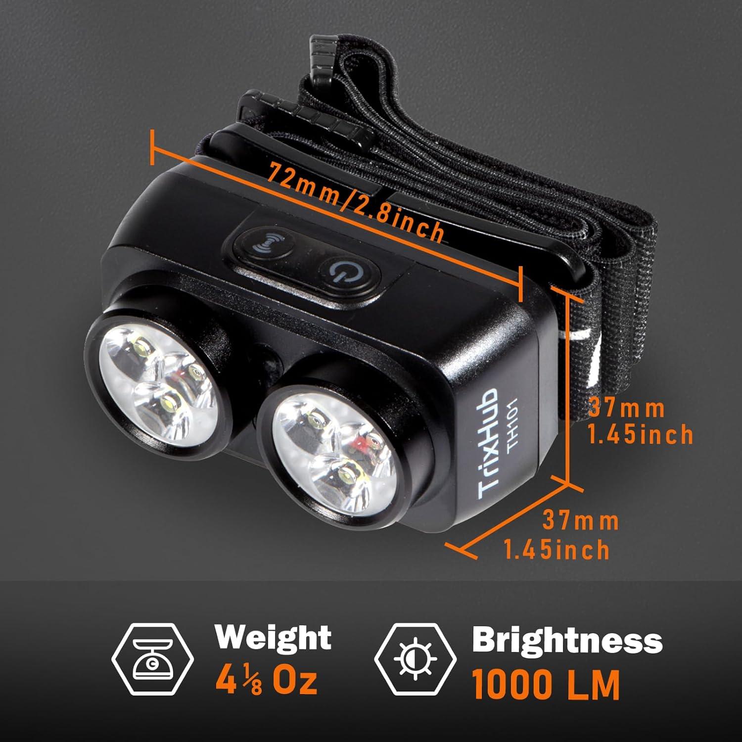 Linterna Frontal LED TrixHub TH101 Recargable 1000lm IPX5