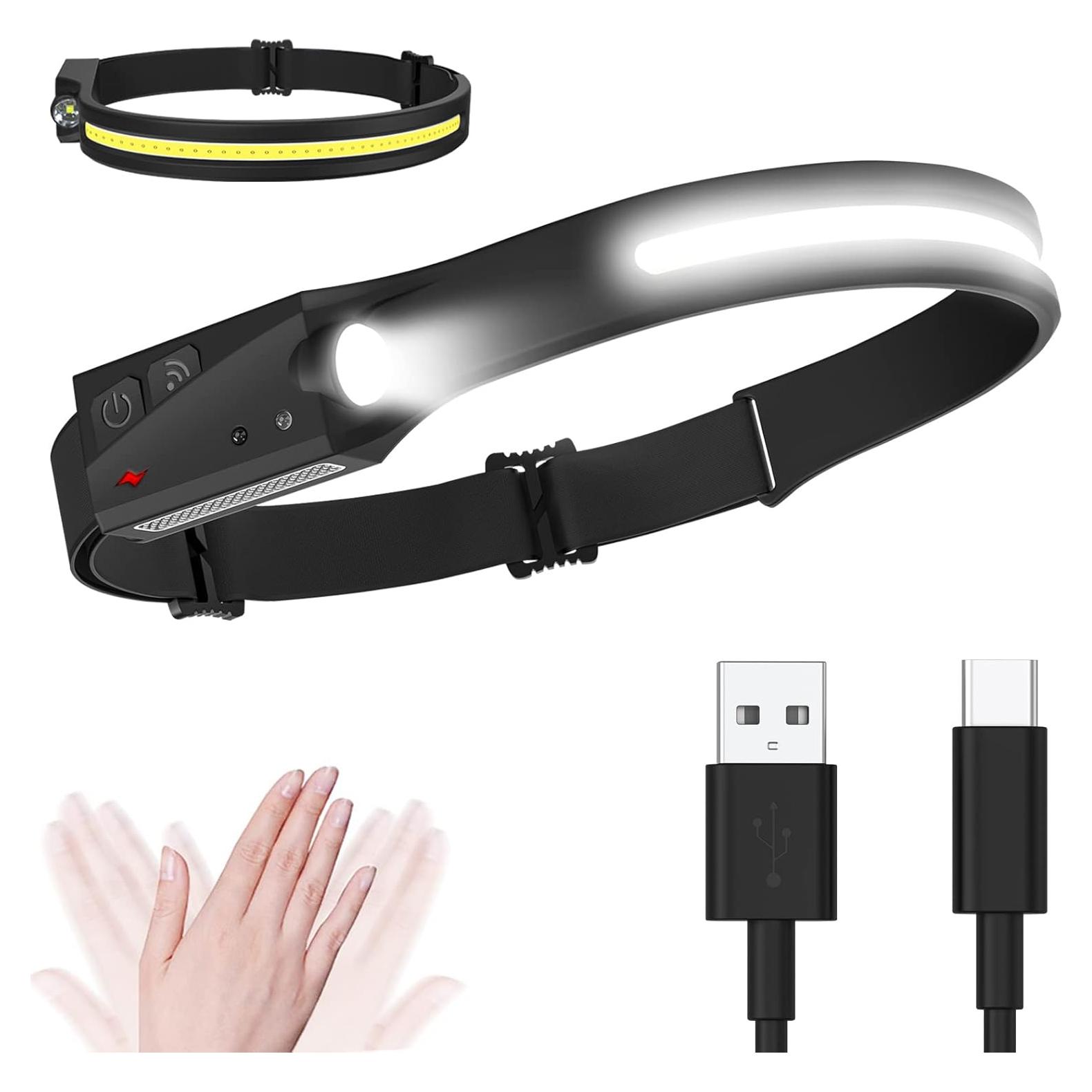 Linterna Frontal CATO LED COB Recargable USB Impermeable 1 pieza