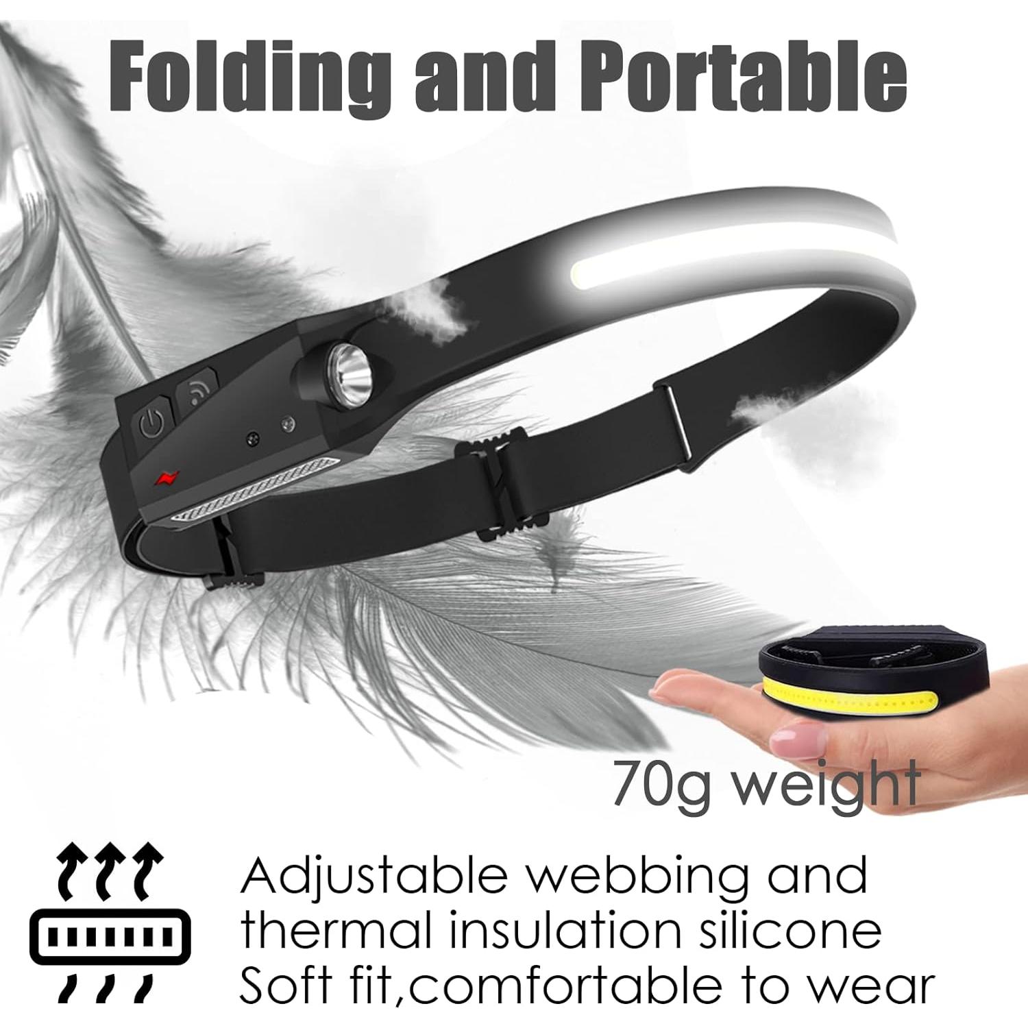 Linterna Frontal CATO LED COB Recargable USB Impermeable 1 pieza