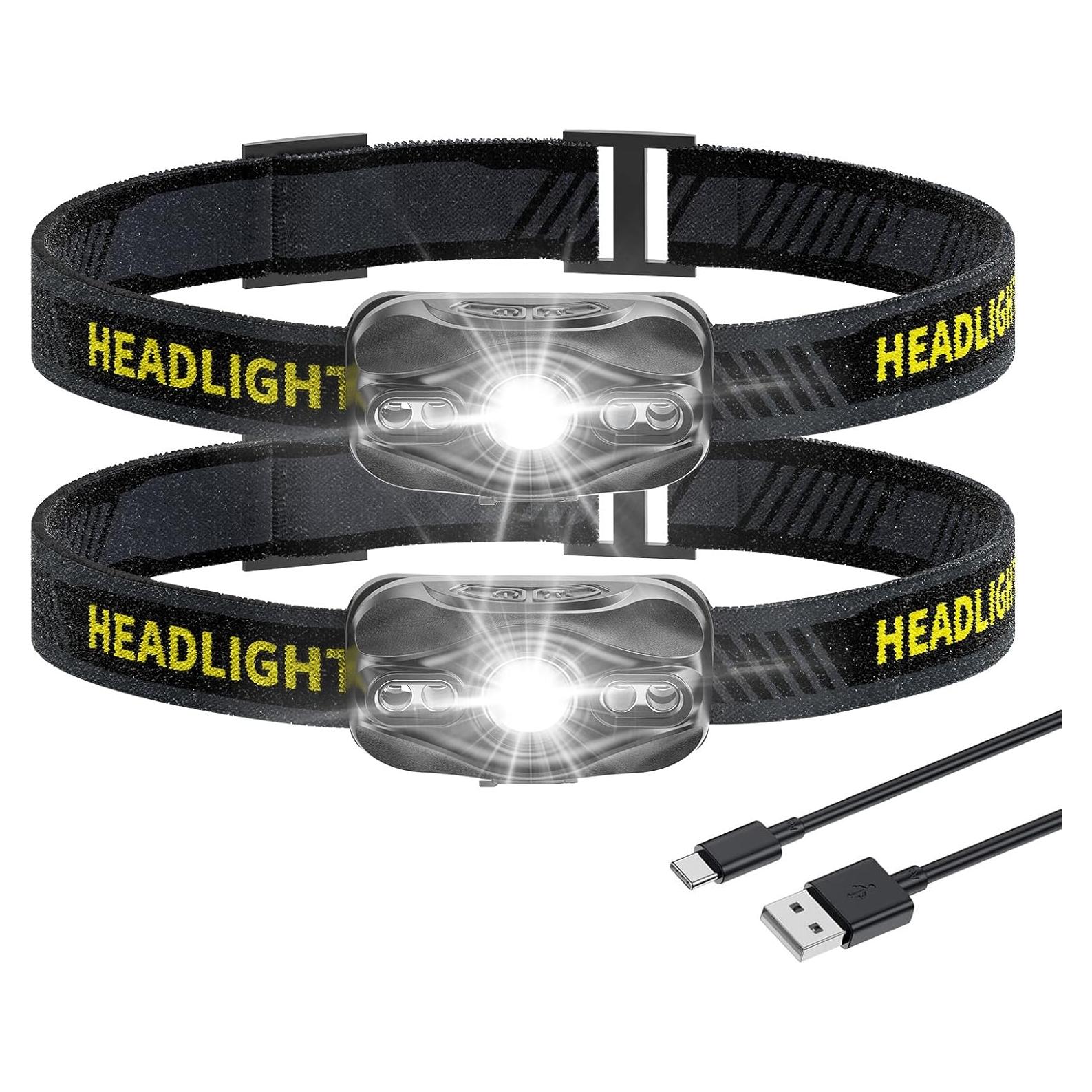 Linterna Frontal Smiling Shark LED Recargable 2 Pack