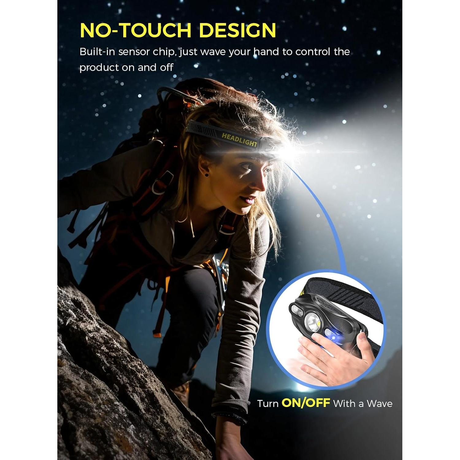 Linterna Frontal Smiling Shark LED Recargable 2 Pack