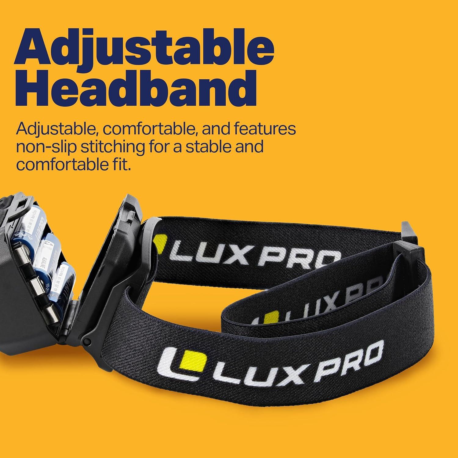 Linterna Frontal LUXPRO LP347V2 LED 450 Lúmenes Resistente IPX4