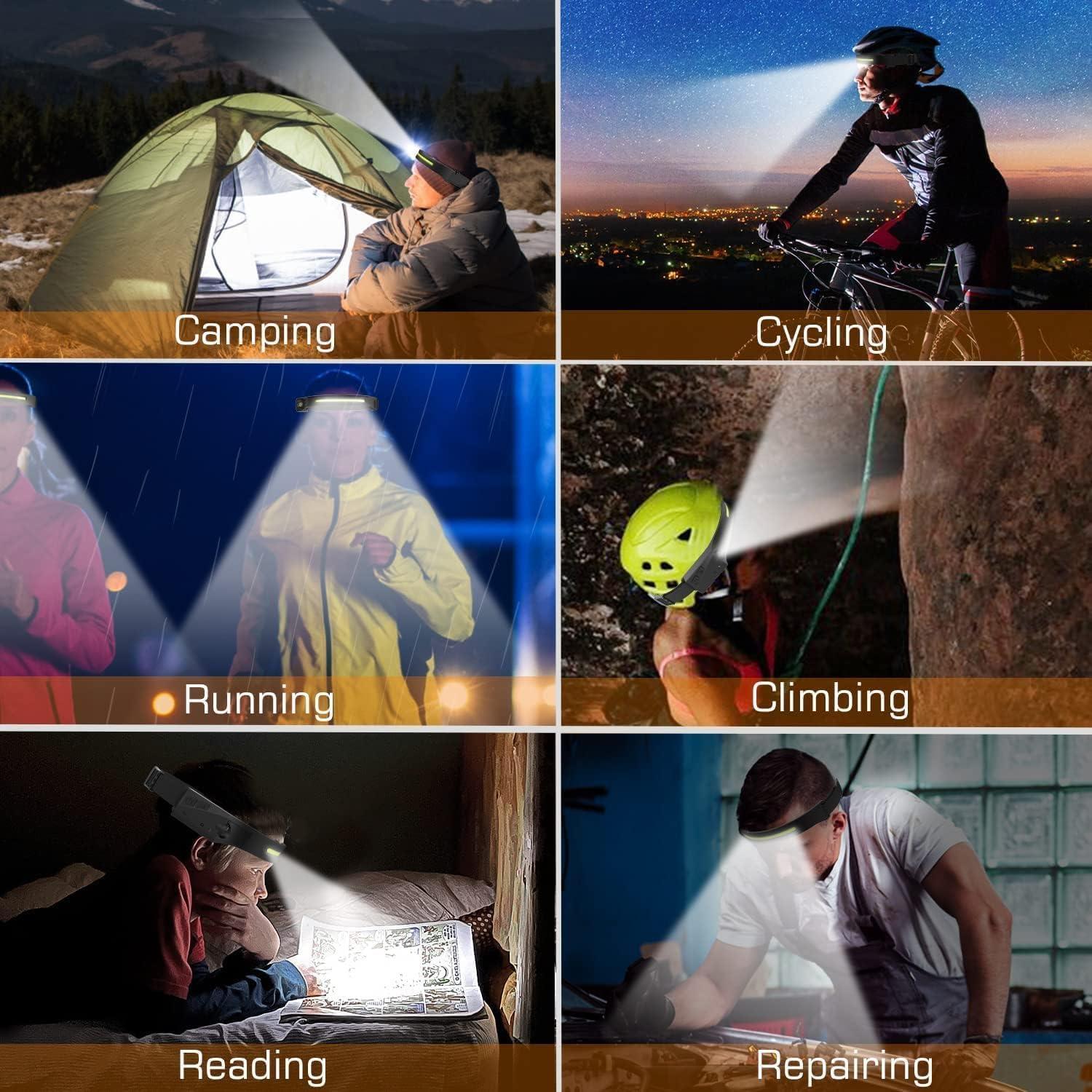 Lámpara Frontal LED Recargable JCAVES 230° 5 Modos 1200mAh