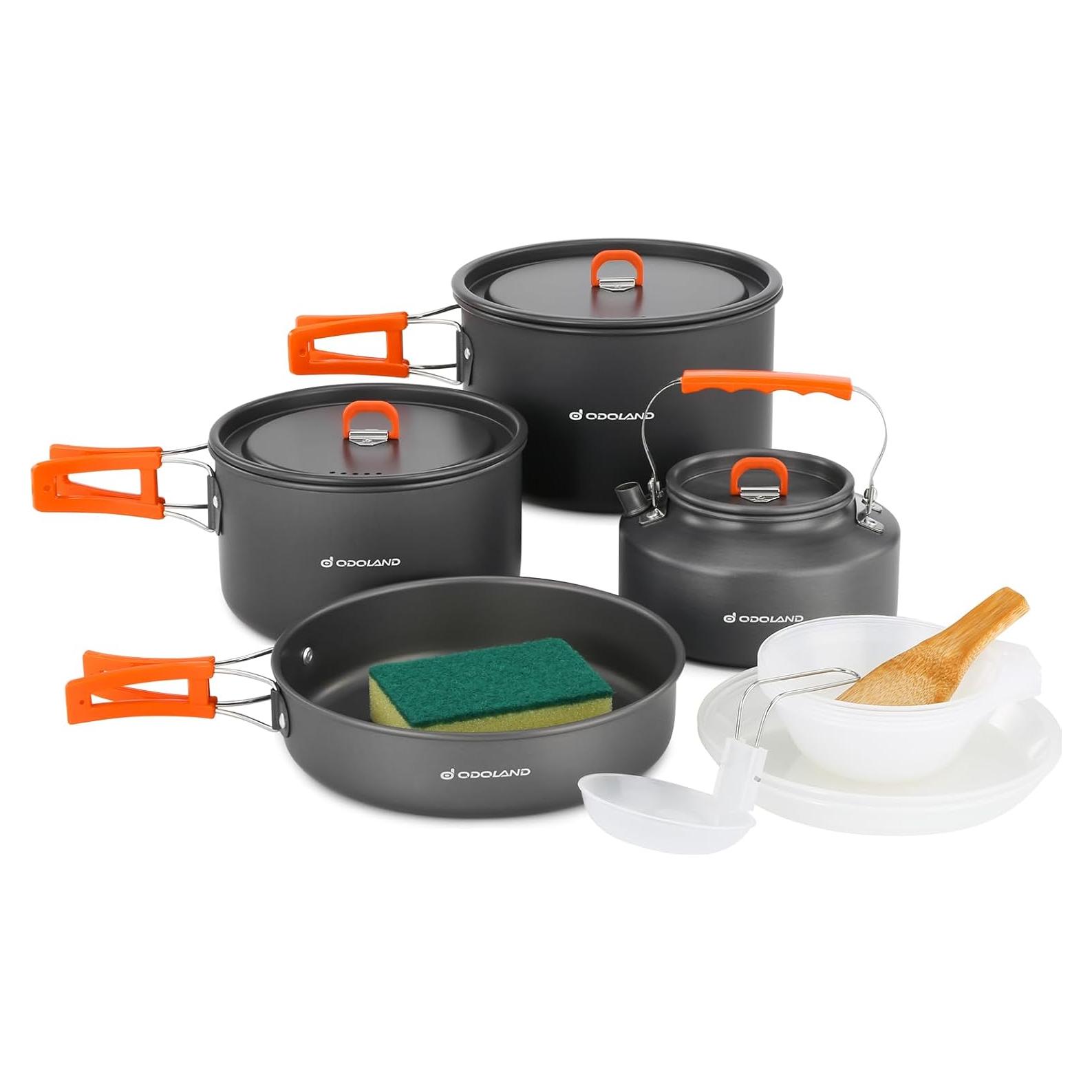 Set de Utensilios de Camping Odoland 15 Piezas Antiadherentes