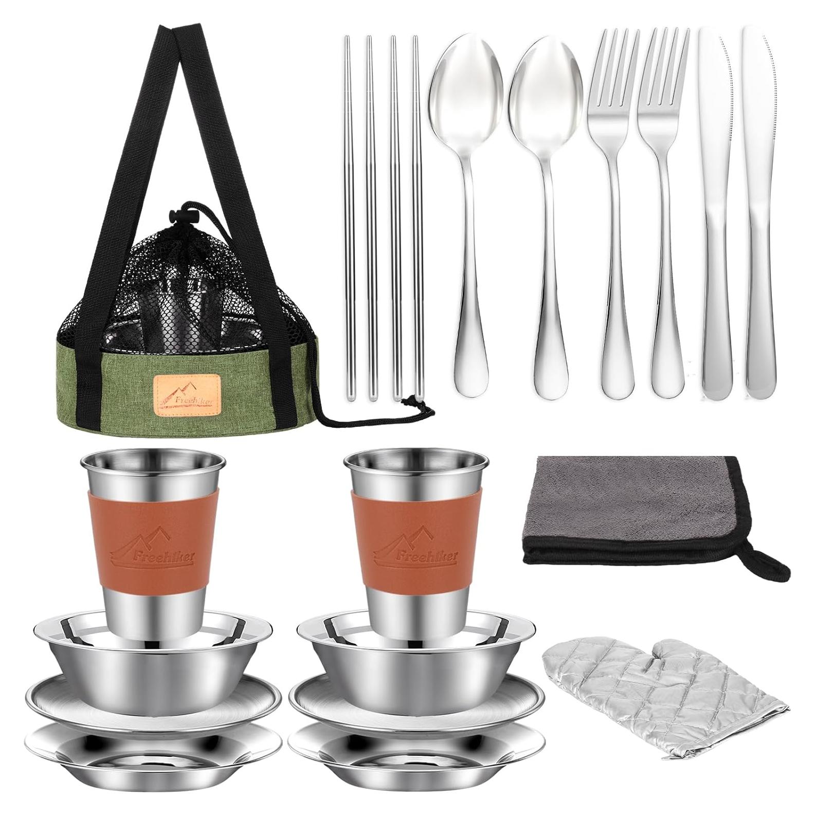 Kit de Cocina Camping Freehiker 7 Piezas Acero Inoxidable