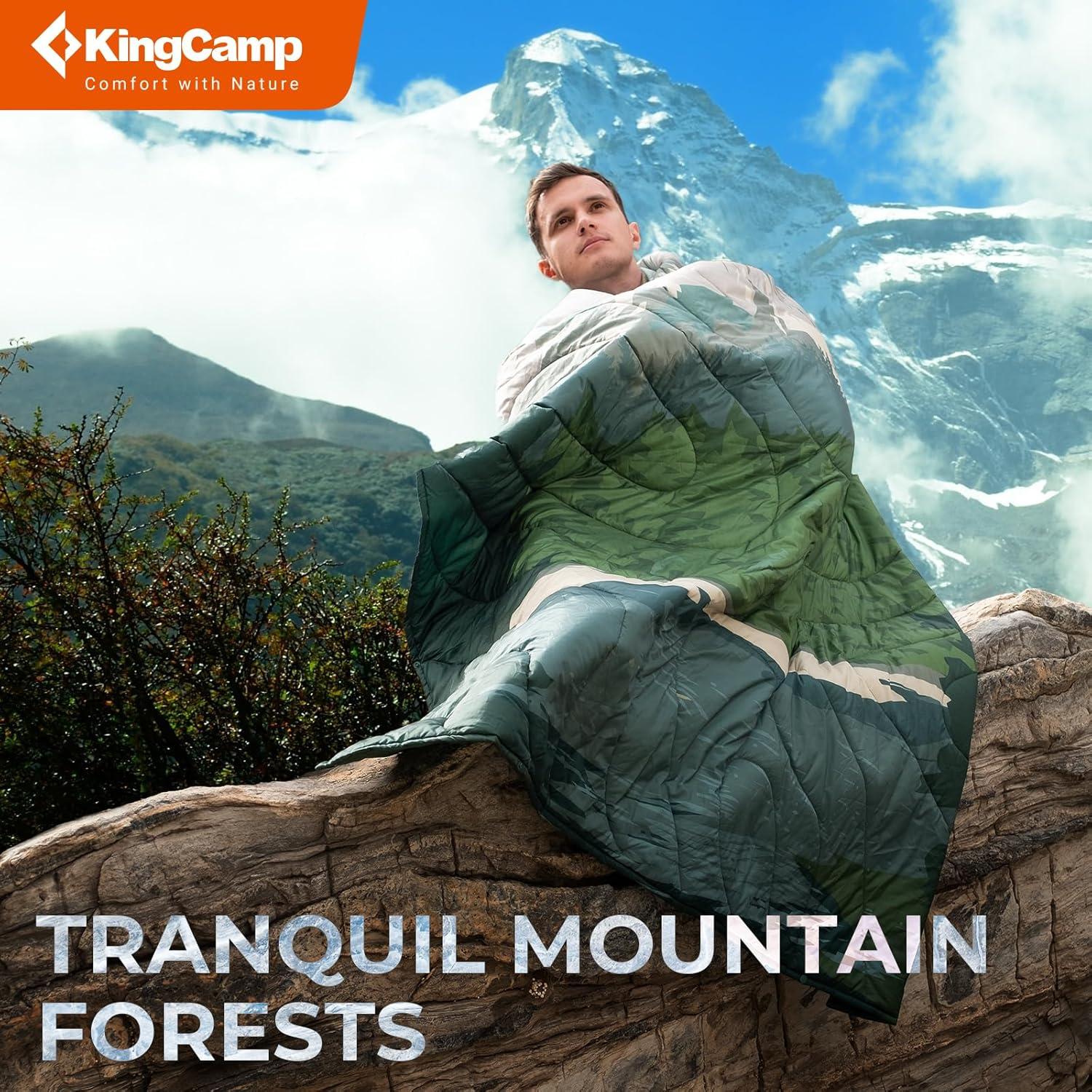 Manta de Camping Ligera KingCamp 200x145 cm Verde Impermeable