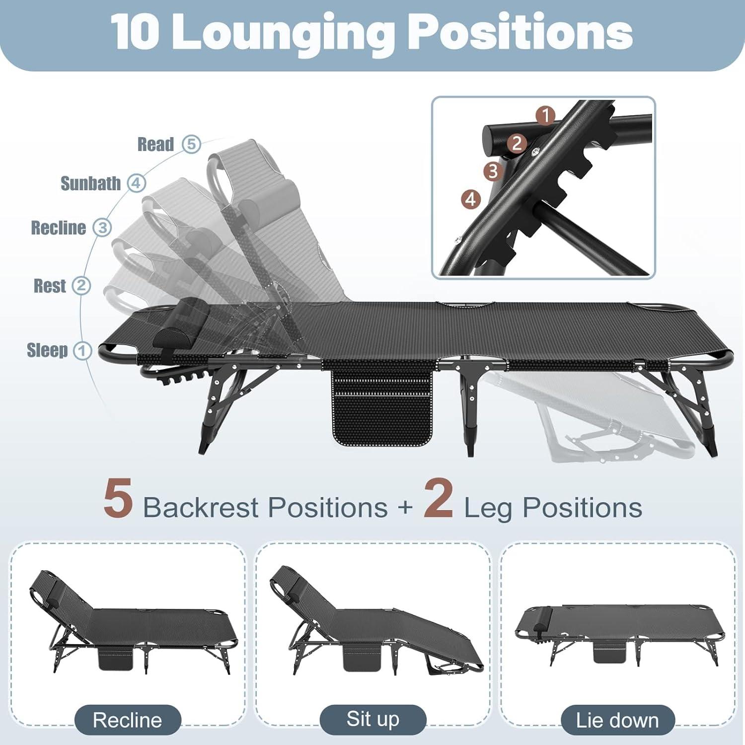 Cama Plegable Slsy para Adultos 5 Posiciones 191x68 cm