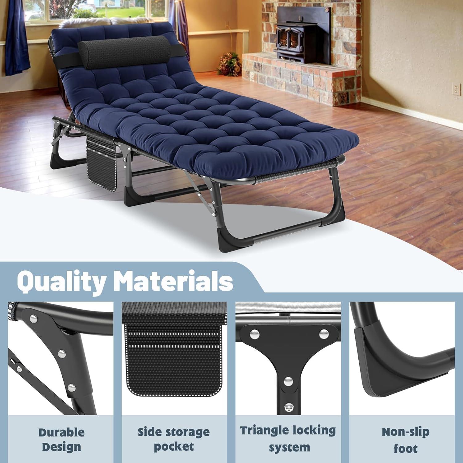 Cama Plegable Slsy para Adultos 5 Posiciones 191x68 cm