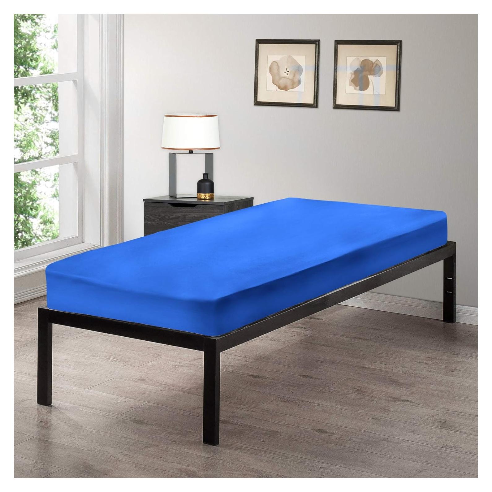 Sábana Ajustable Gilbins Cama Individual Algodón Azul Real