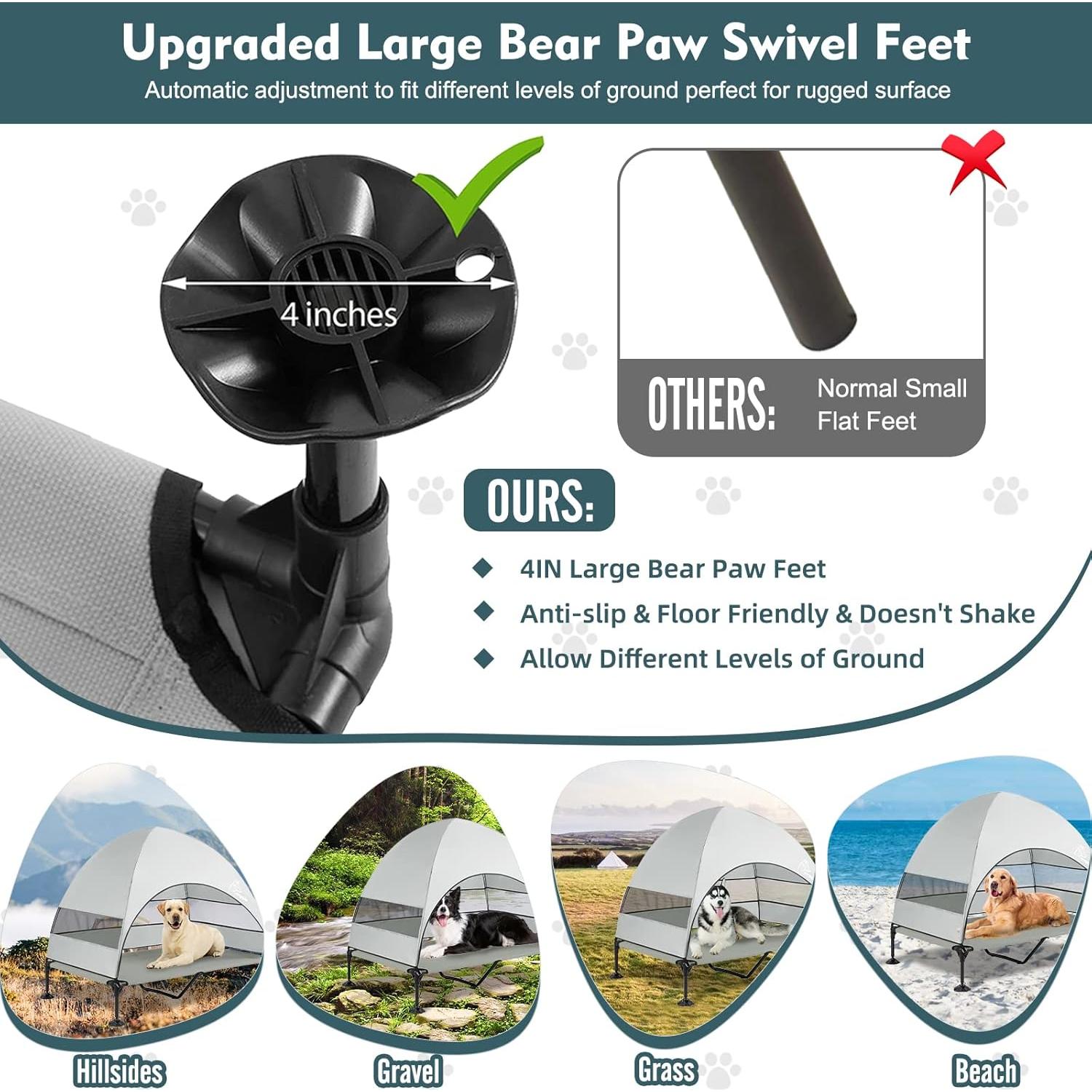 Cama Elevada para Perros Furggis XL con Dosel Impermeable