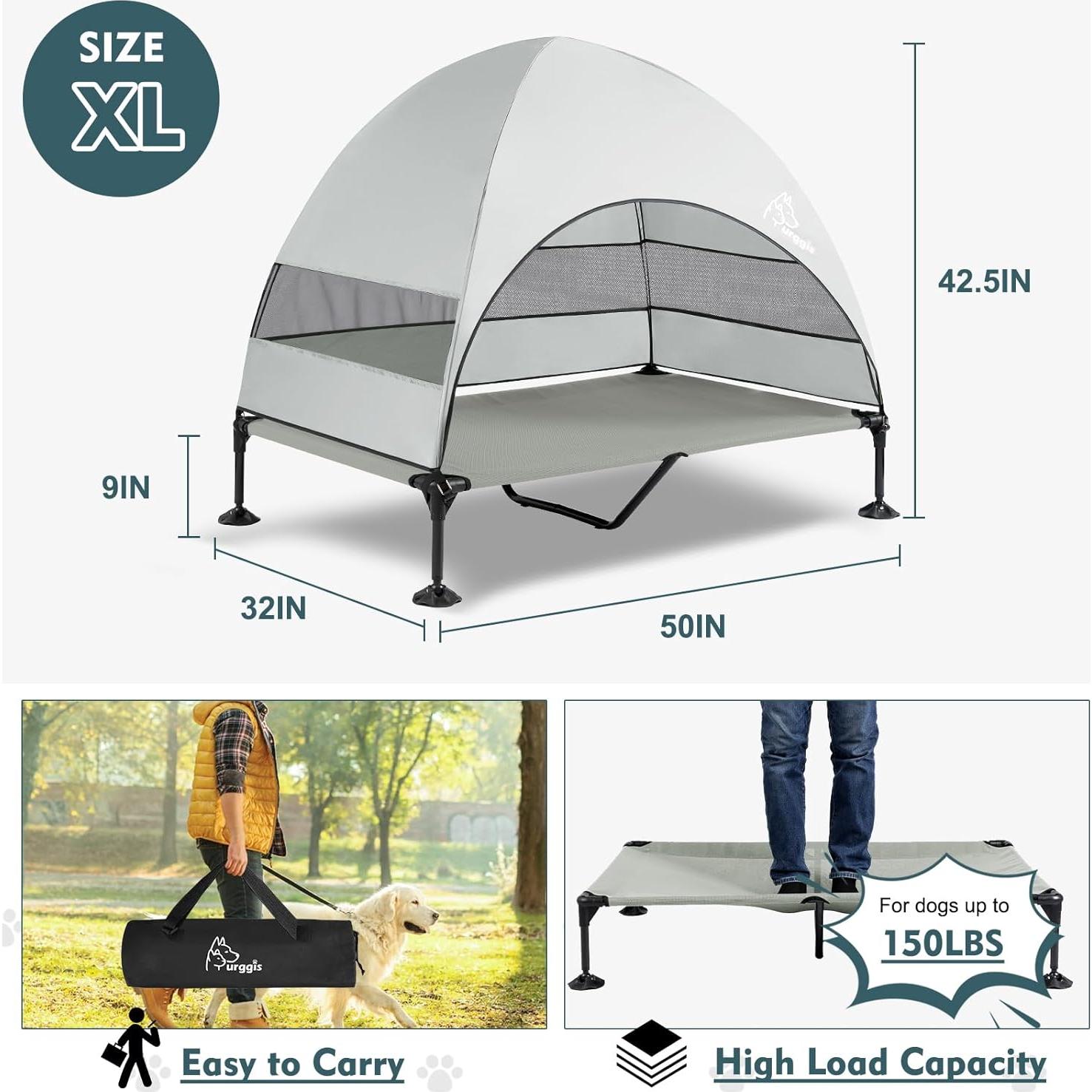 Cama Elevada para Perros Furggis XL con Dosel Impermeable