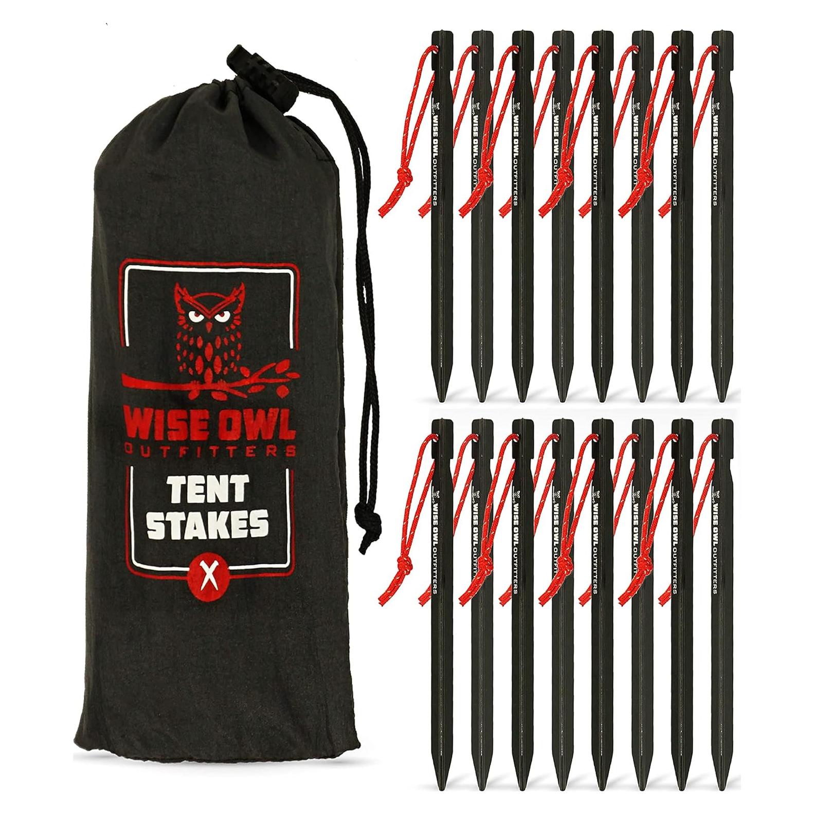 Estacas de Camping Wise Owl Outfitters - Aluminio 16 Piezas