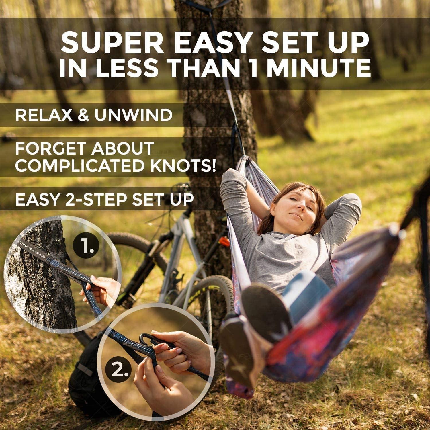 Hamaca de Camping Foxelli con Cintas y Lona de Lluvia