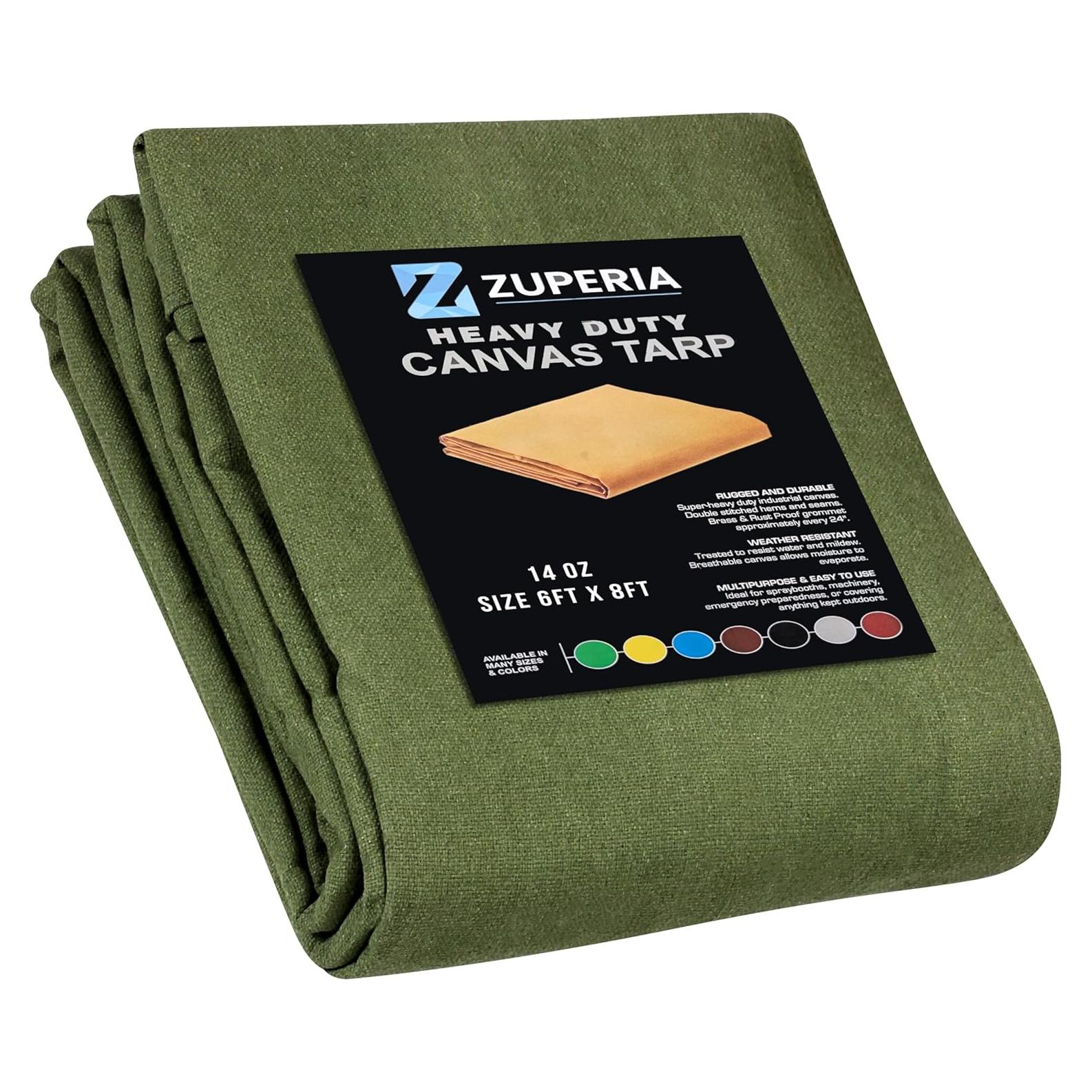 Lona Resistente Zuperia 1.83x2.44m Verde Oliva con Ojetes