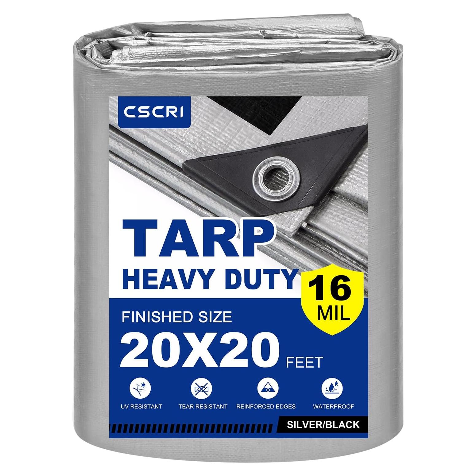 Toldo Resistente al Agua CSCRI 20x20 Pies (6.1x6.1 m) Plata/Negro