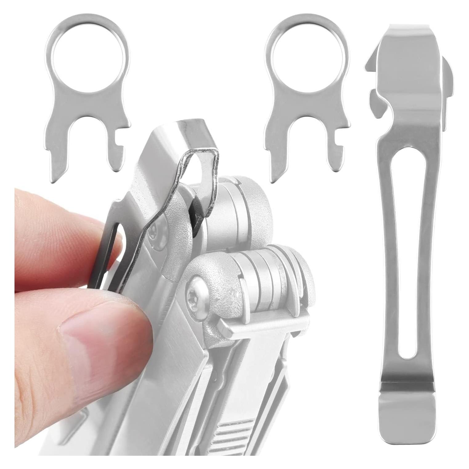 2 Clips de Bolsillo y 2 Anillos de Lanyard Samorillo para Leatherman