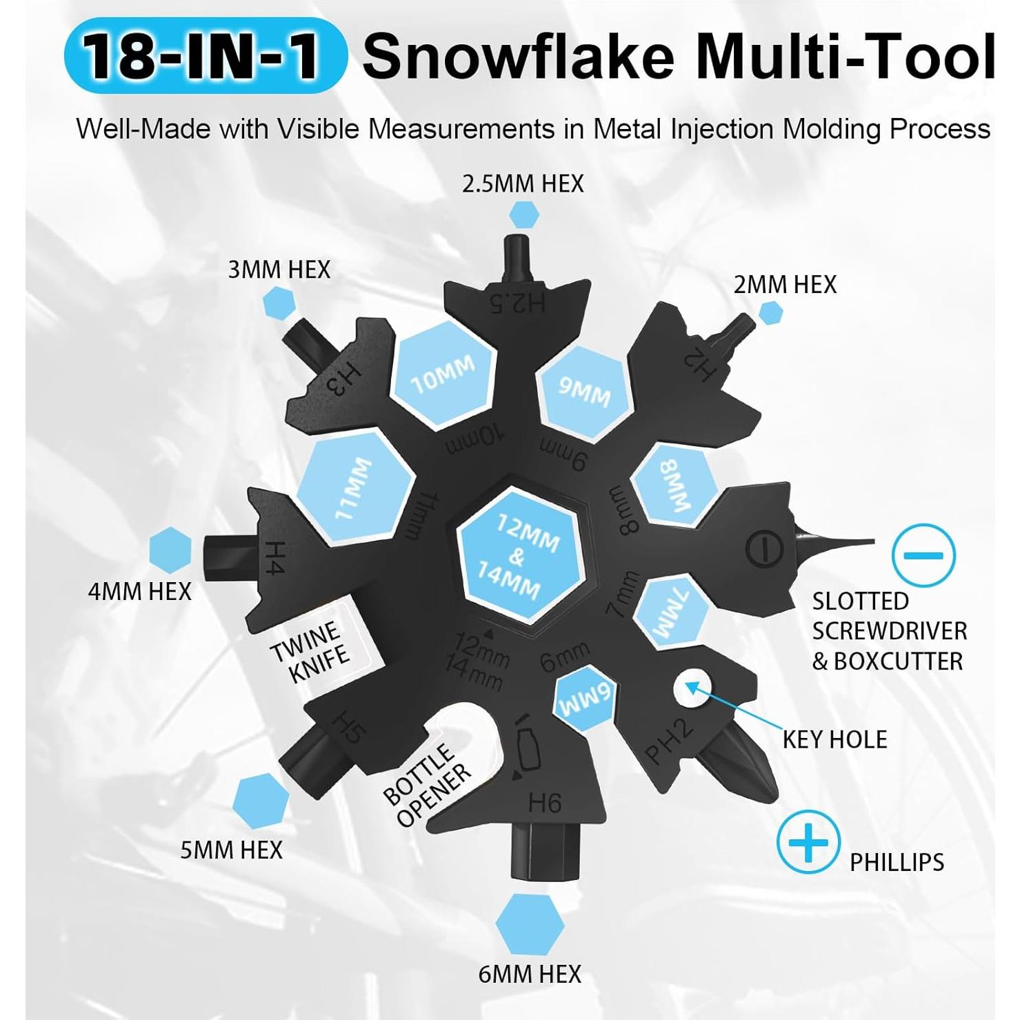 Herramienta Multi Nieve 18 en 1 Vickay - Acero Inoxidable Negro