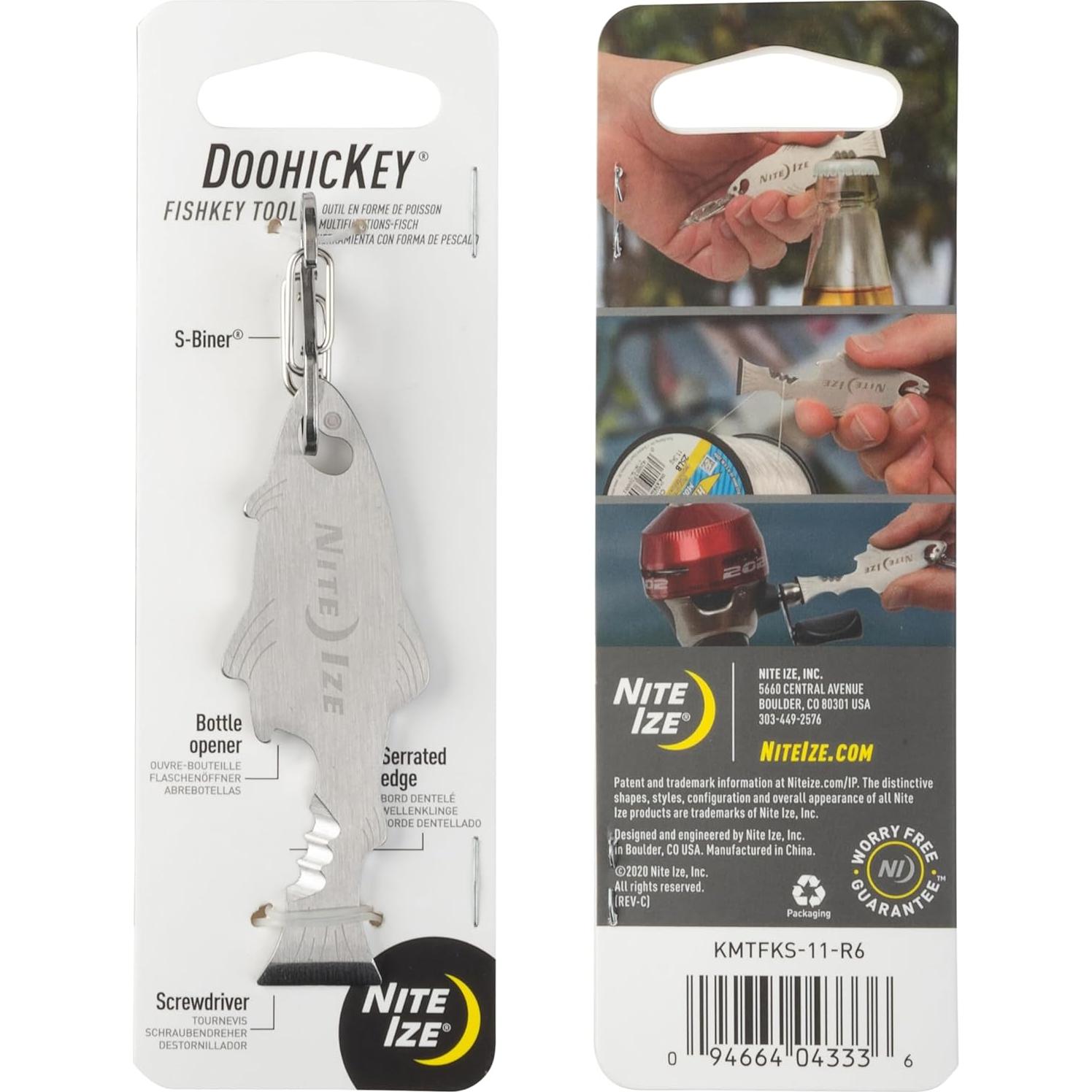 Nite Ize DoohicKey FishKey Multiherramienta de Llaveros - 3 Piezas
