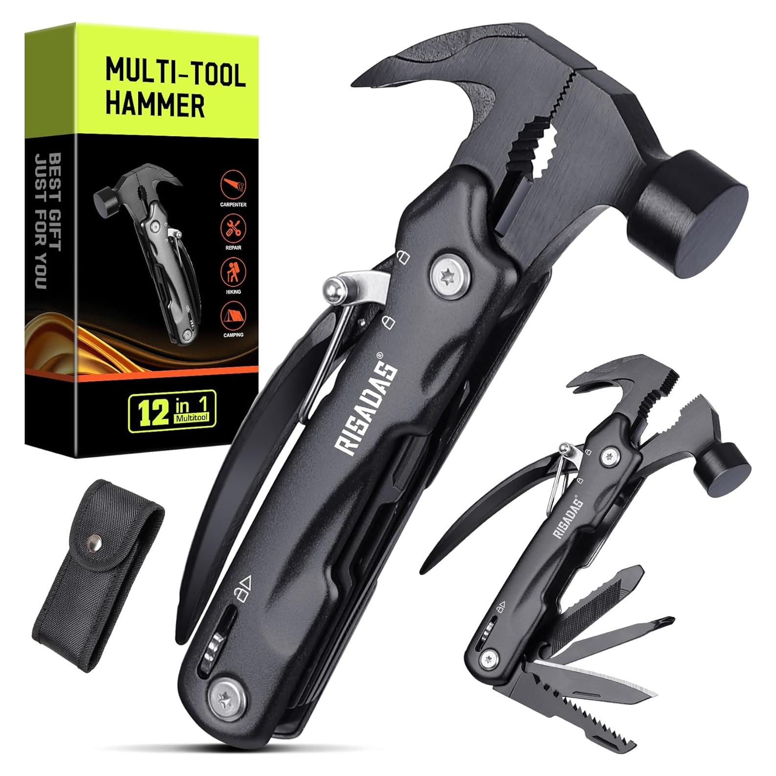 Multiherramienta 12-en-1 RISADAS con Martillo y Bolsa de Nylon