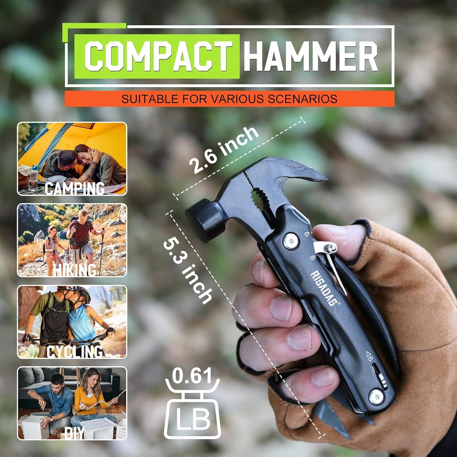 Multiherramienta 12-en-1 RISADAS con Martillo y Bolsa de Nylon