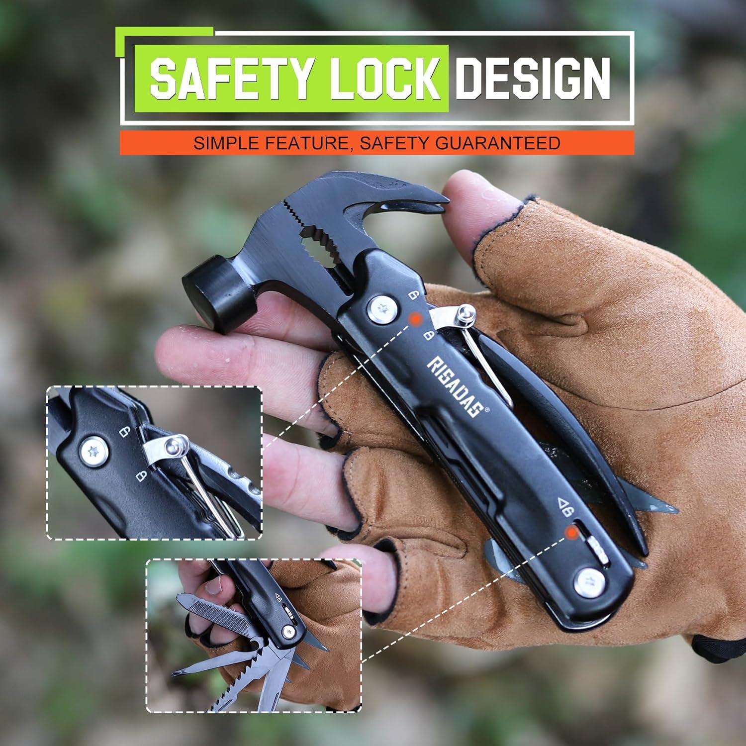 Multiherramienta 12-en-1 RISADAS con Martillo y Bolsa de Nylon