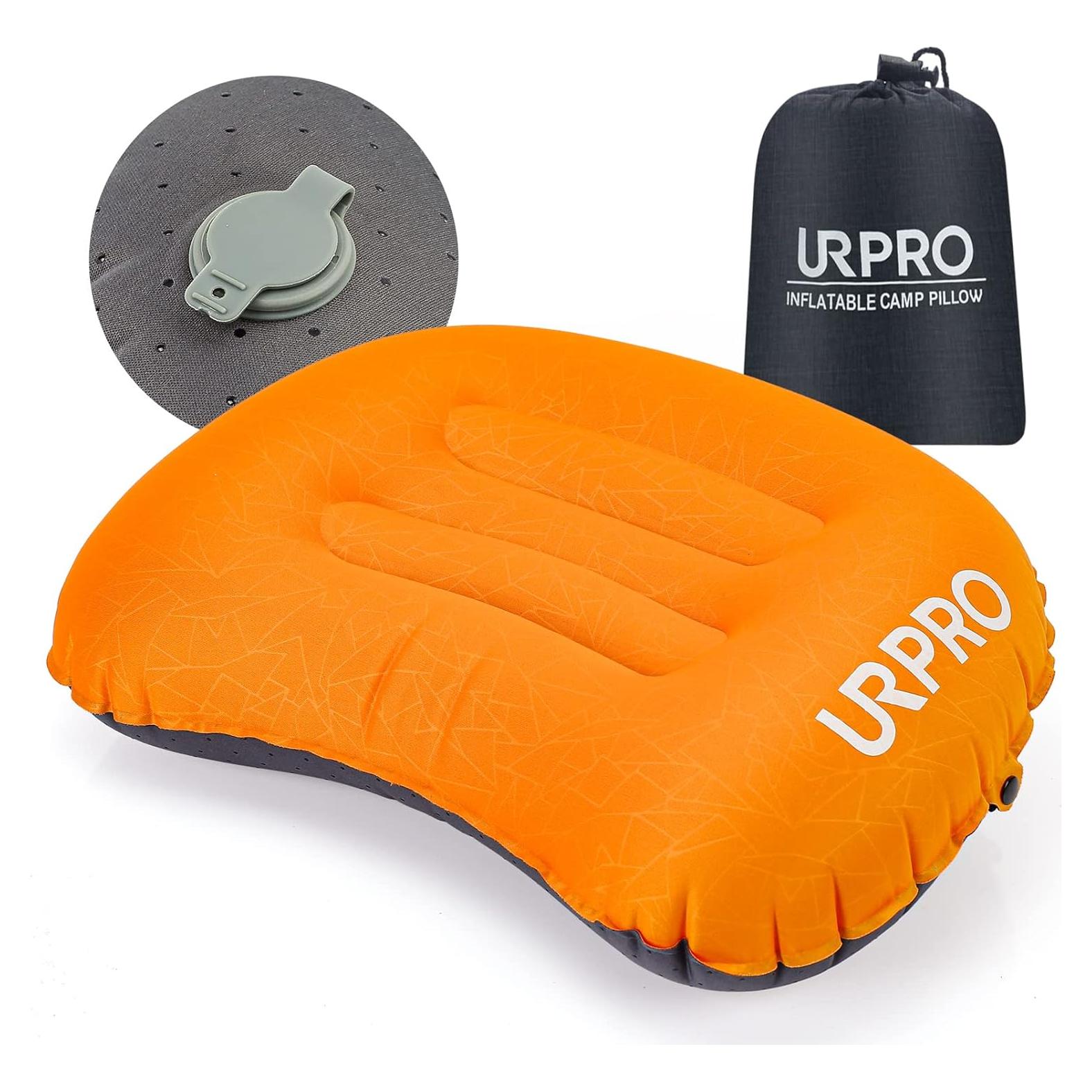 Almohada Inflable Ultraligera URPRO para Camping Naranja