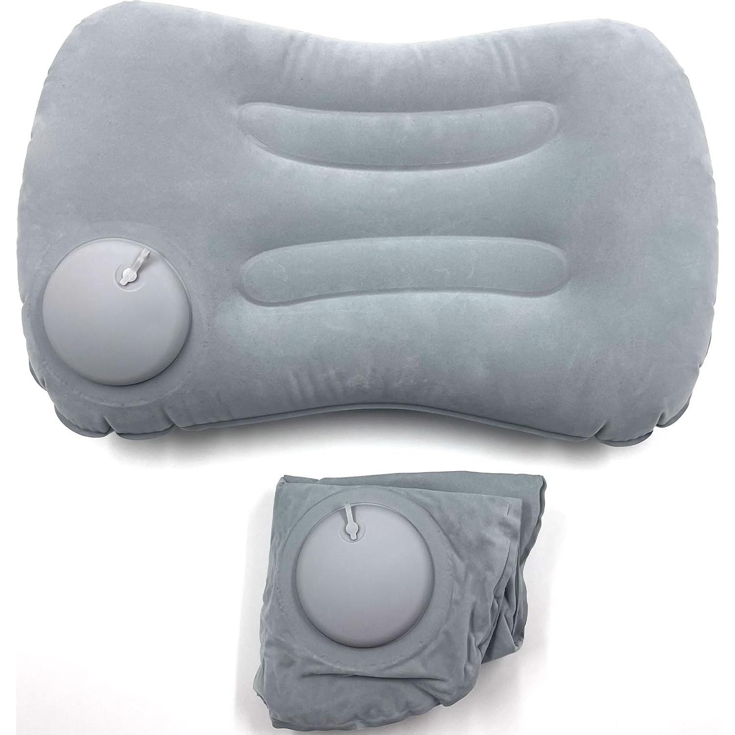 Camping Pillow Press Automatic Inflatable Pillow for Camping Trekology Pillow Portable Waist Protect Pillow Backpacking Pillow Beach Pillow Outdoor Camp Pillow (Grey)