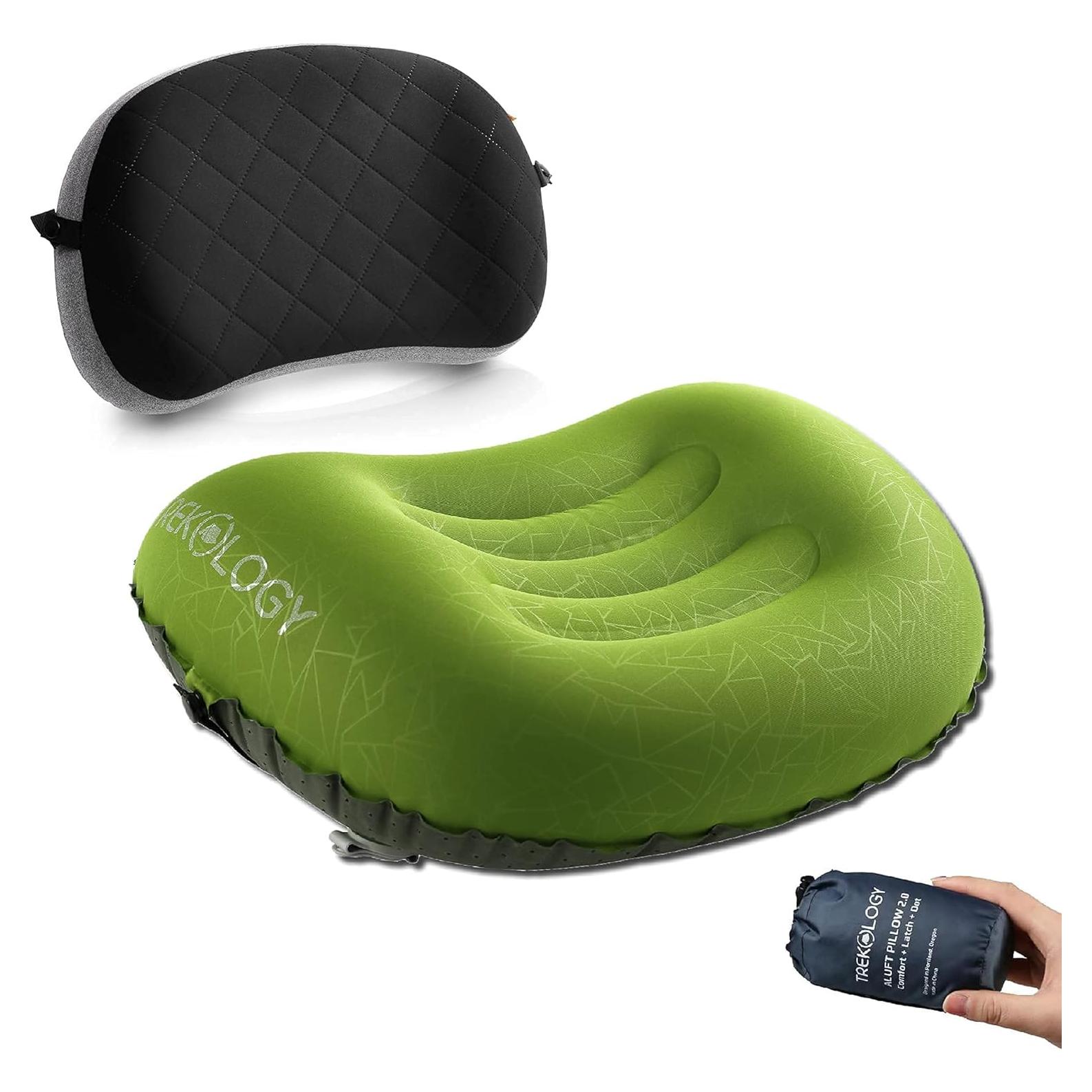 Almohada Inflable Camping TREKOLOGY ALUFT2 Verde - Compacta y Lavable