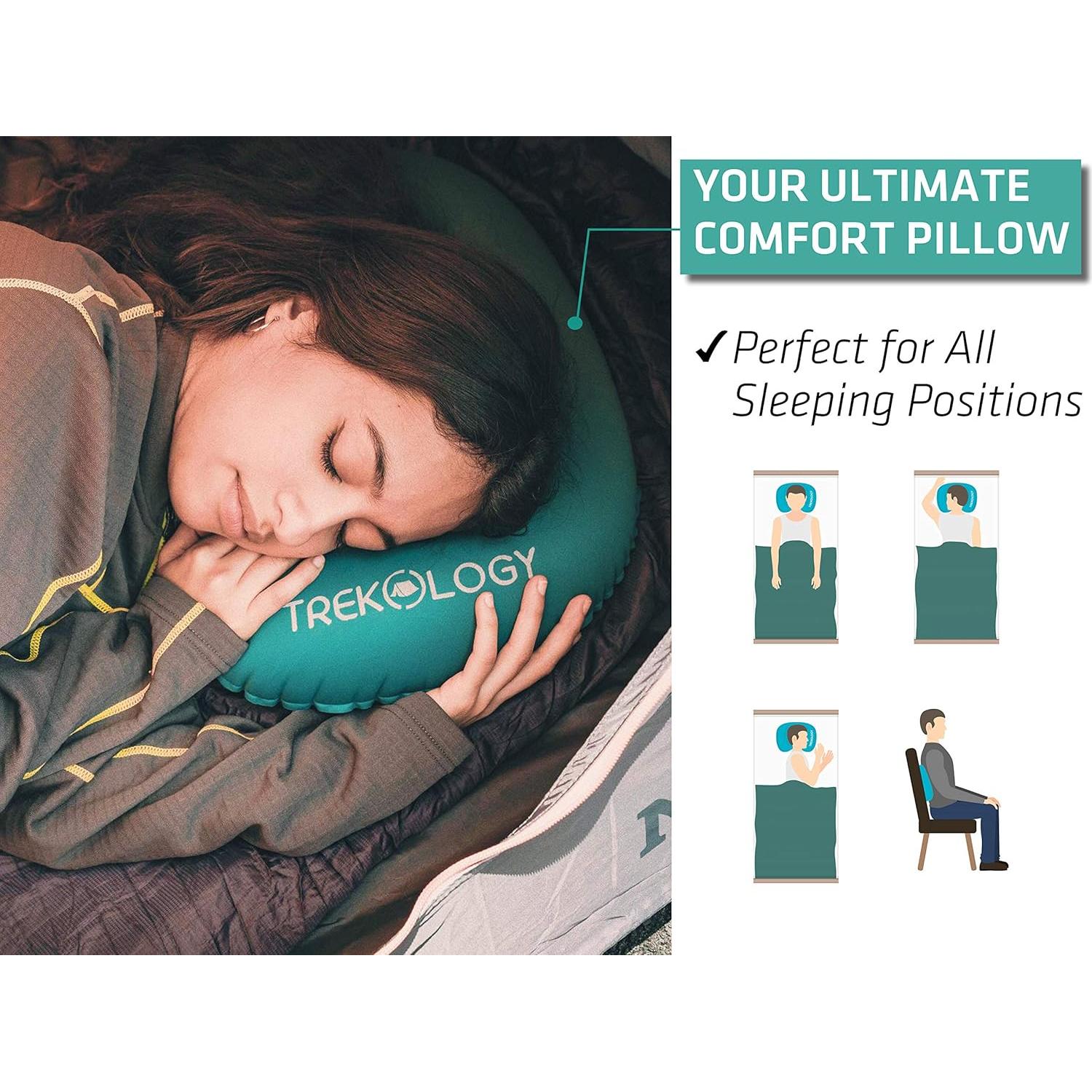 Almohada Inflable TREKOLOGY ALUFT 2.0 para Camping - Compacta y Ergonómica