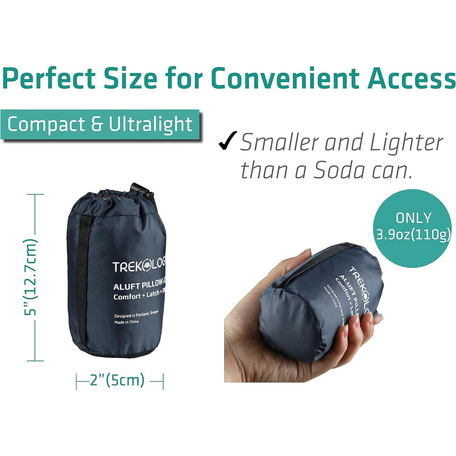 Almohada Inflable TREKOLOGY ALUFT 2.0 para Camping - Compacta y Ergonómica