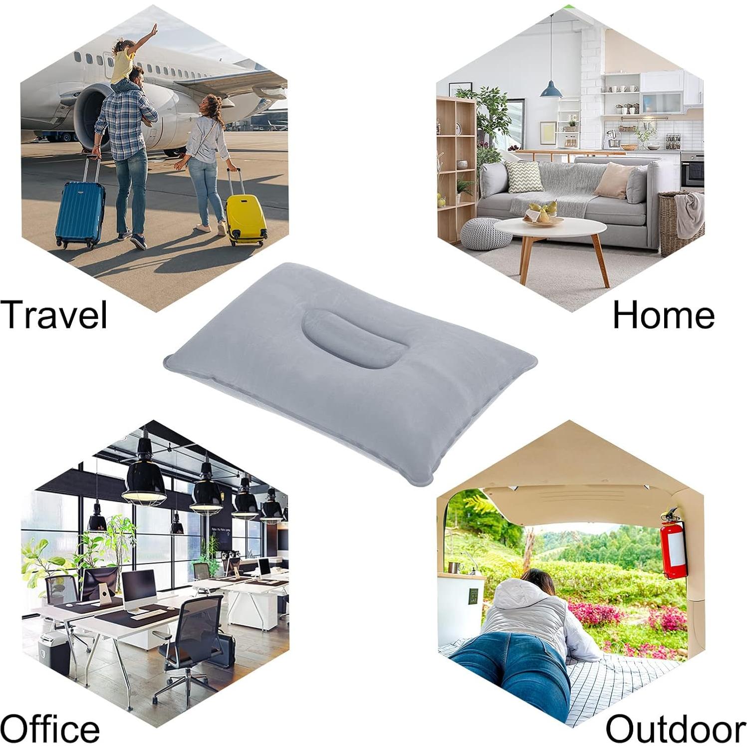 Almohada Inflable PATIKIL 3 Paquetes Camping Soporte Cuello Gris