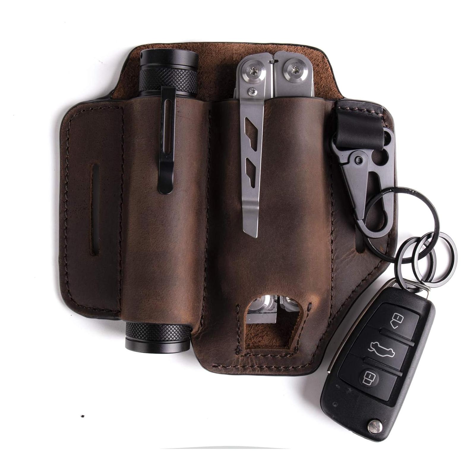 Funda de Cuero Gentlestache para Multiherramienta EDC Marrón