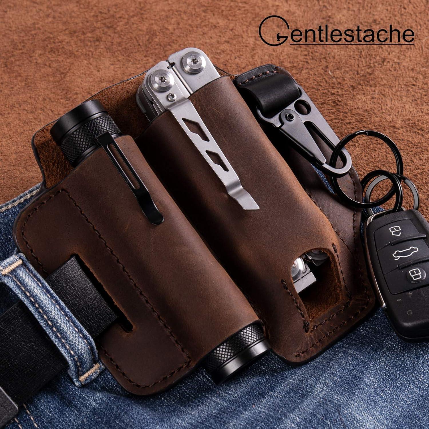 Funda de Cuero Gentlestache para Multiherramienta EDC Marrón