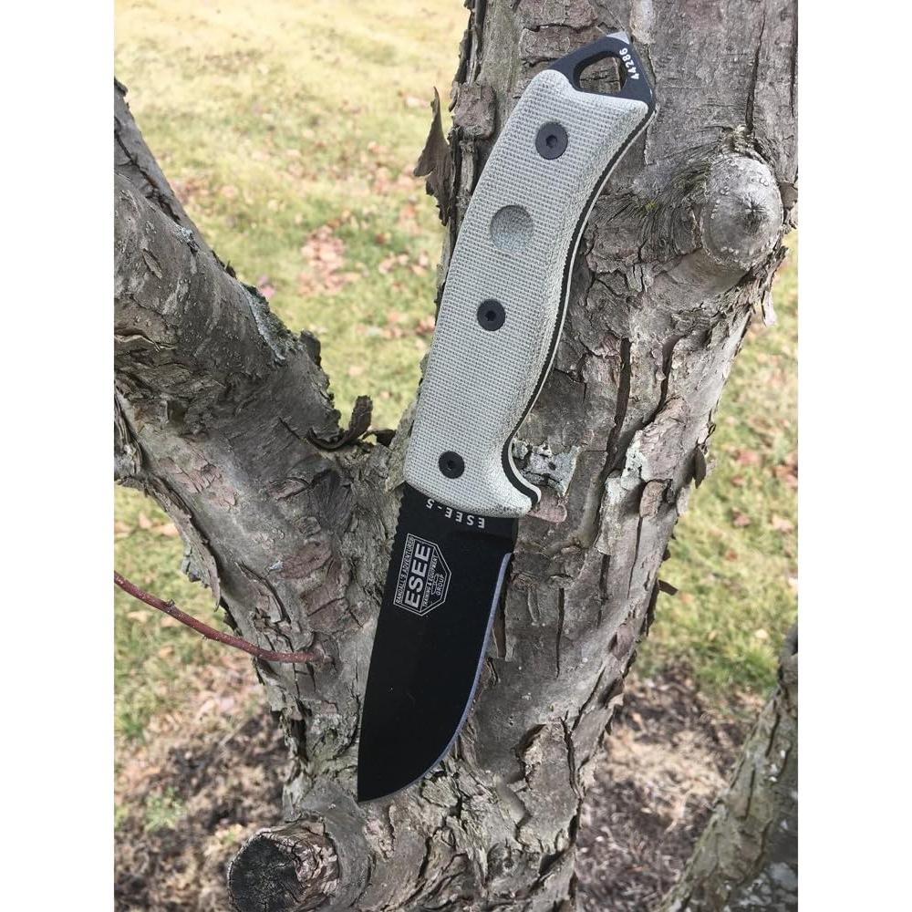 Authentic Model 5 Tactical Survival Fixed Blade Knife - Ambidextrous Kydex Sheath - SERE Team Designed (ESEE-5P-E)