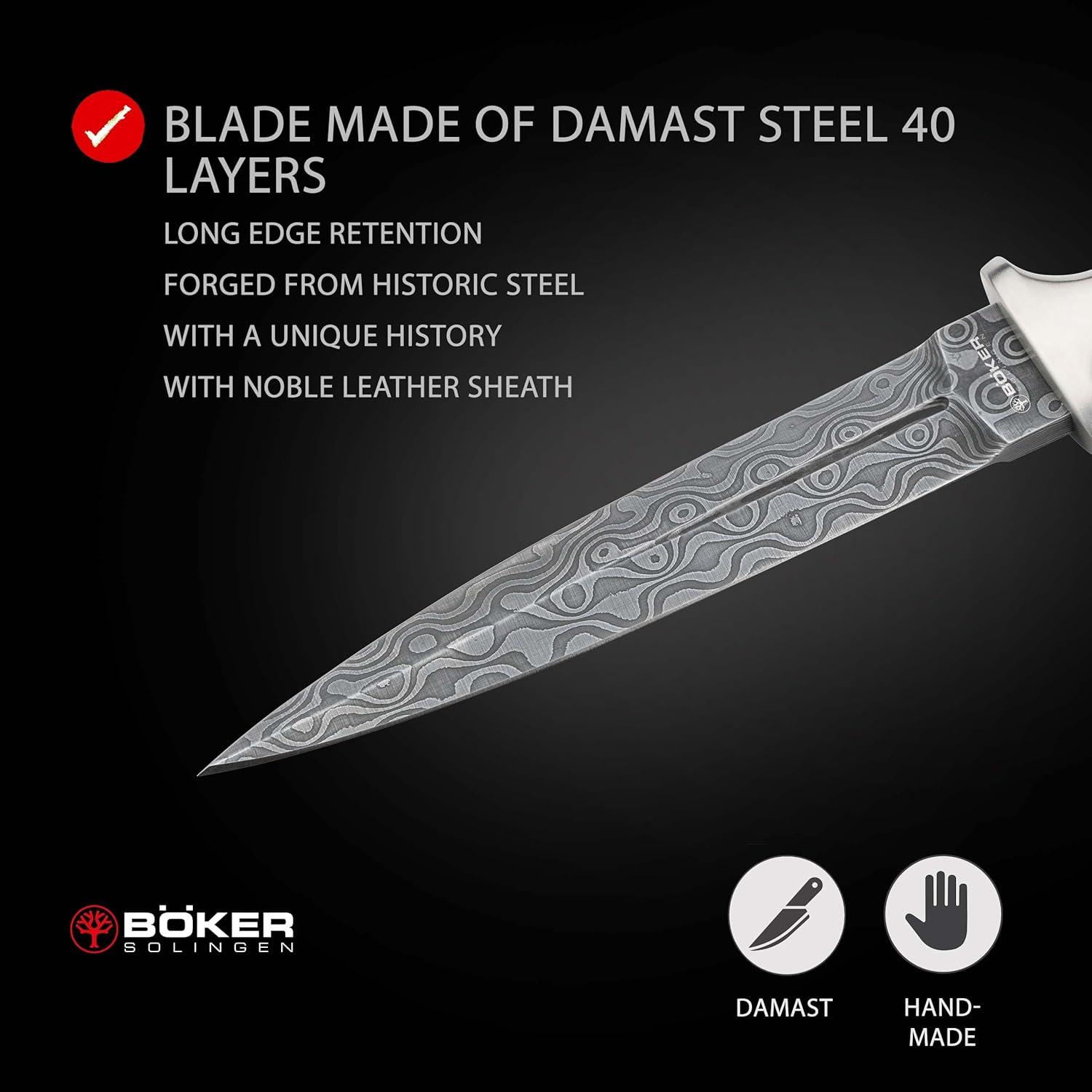 Daga Boker Damasco MG-42 - Cuchillo Fijo Militar 13.5 cm