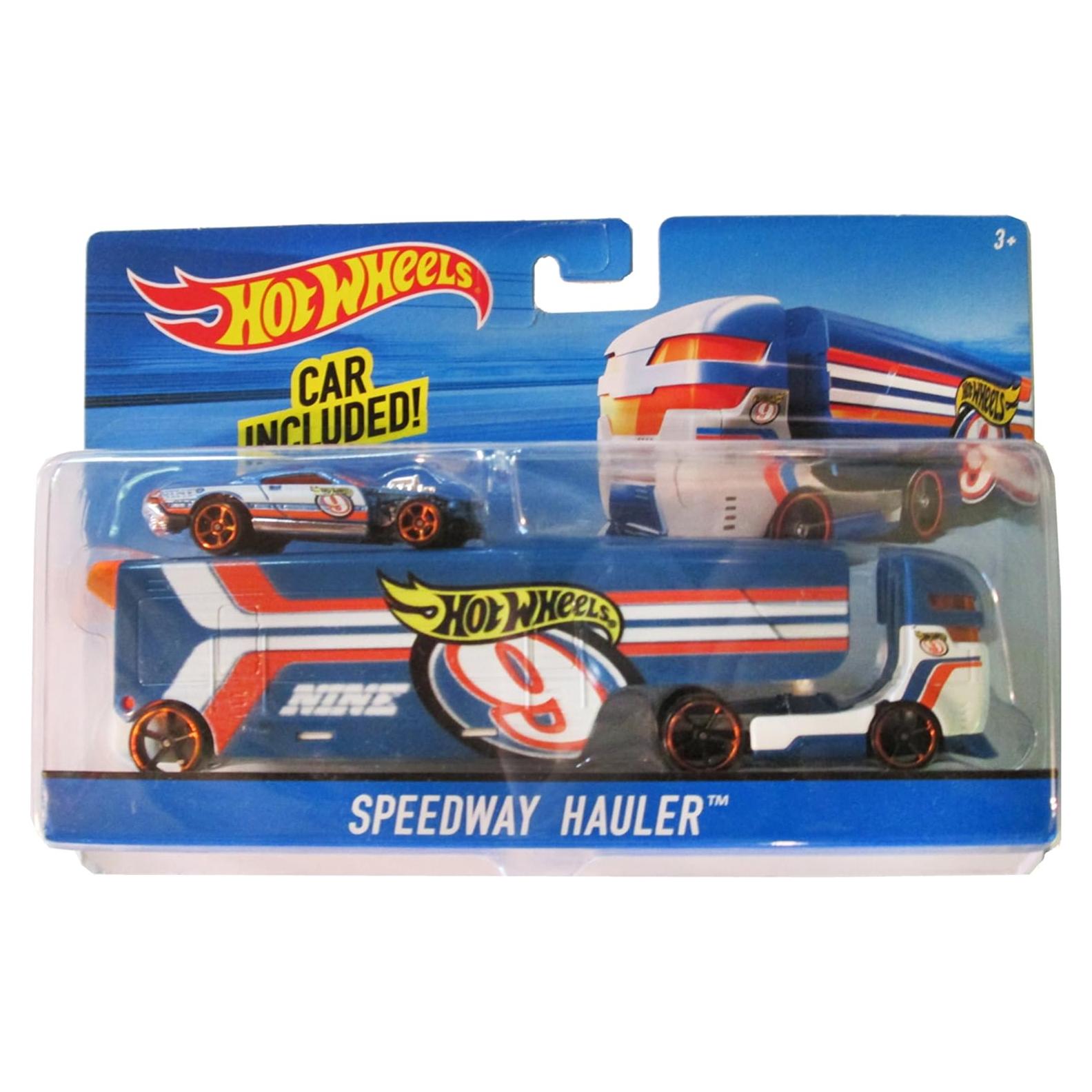 Transportador y coche Hot Wheels City Rig - Camión azul 181g