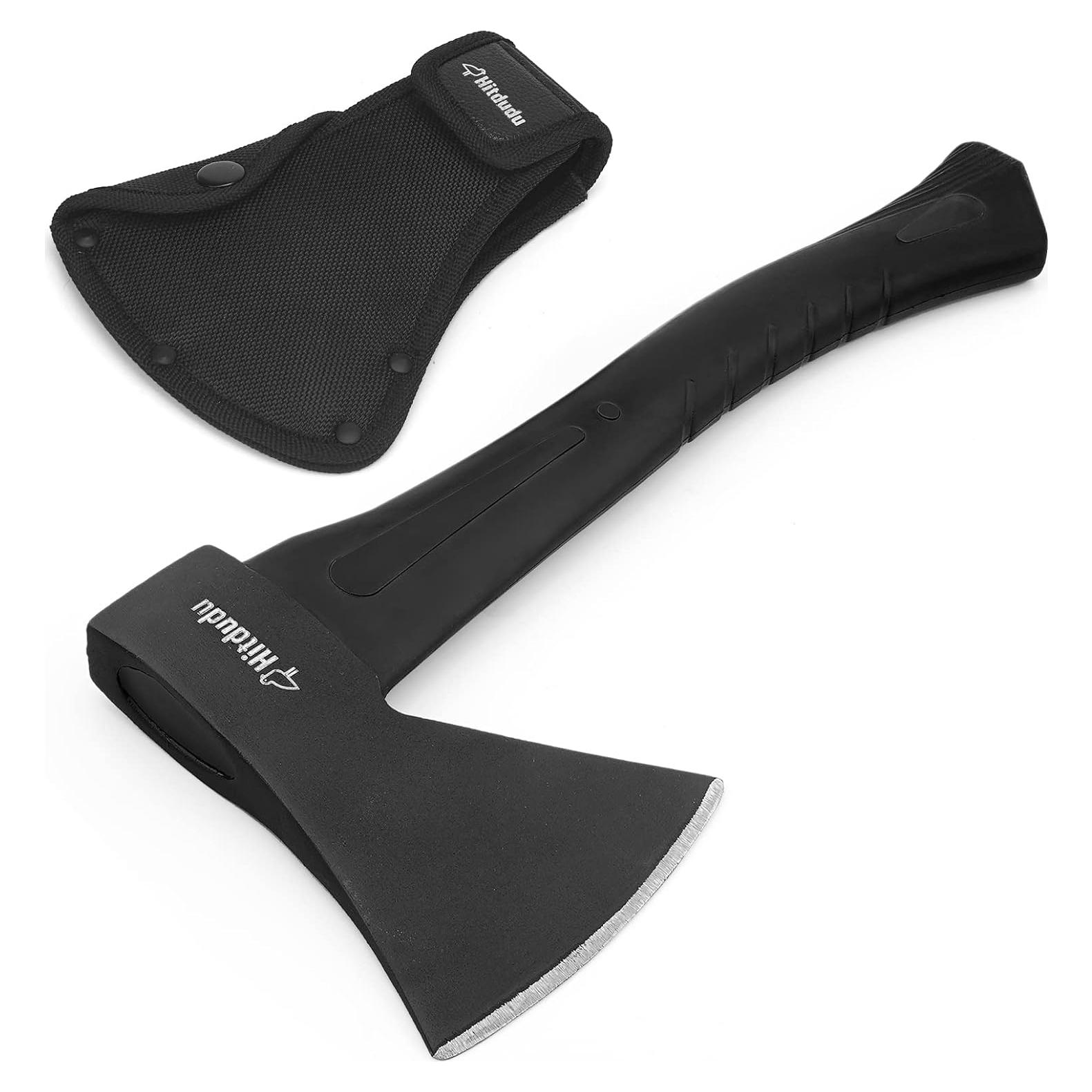 Hacha de Camping Hitdudu 36 cm con Funda de Nylon y Mango Ergonómico