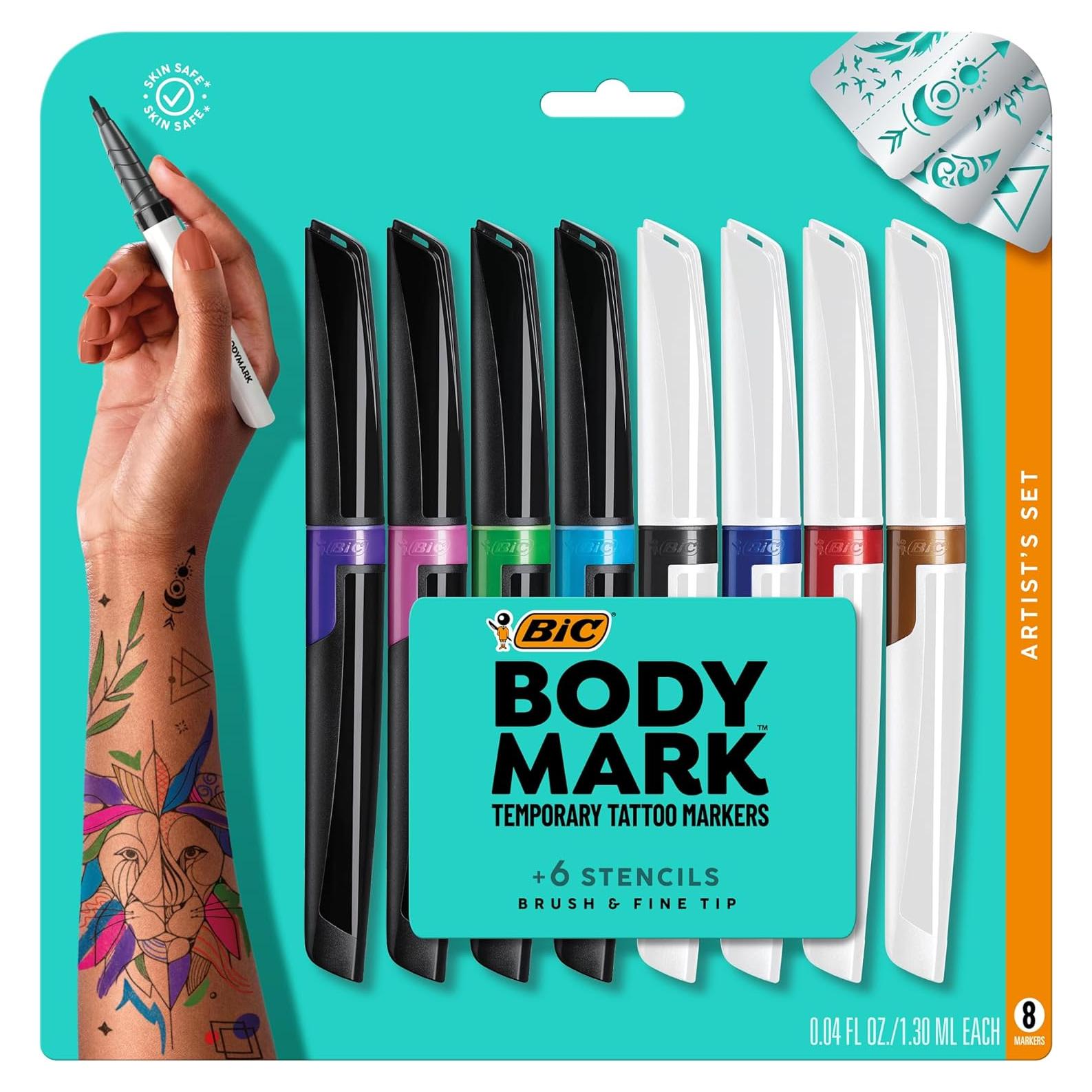 Marcadores de Tatuajes Temporales BIC BODYMARK, Set de 8 Colores