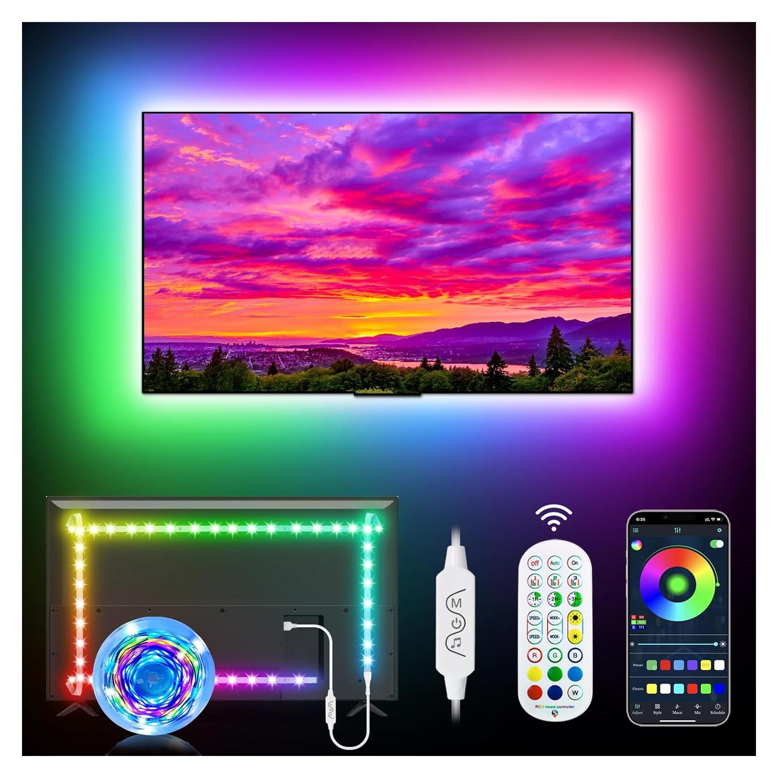 Tira LED RGB 3.00m Daymeet para TV 81-109cm, Control APP