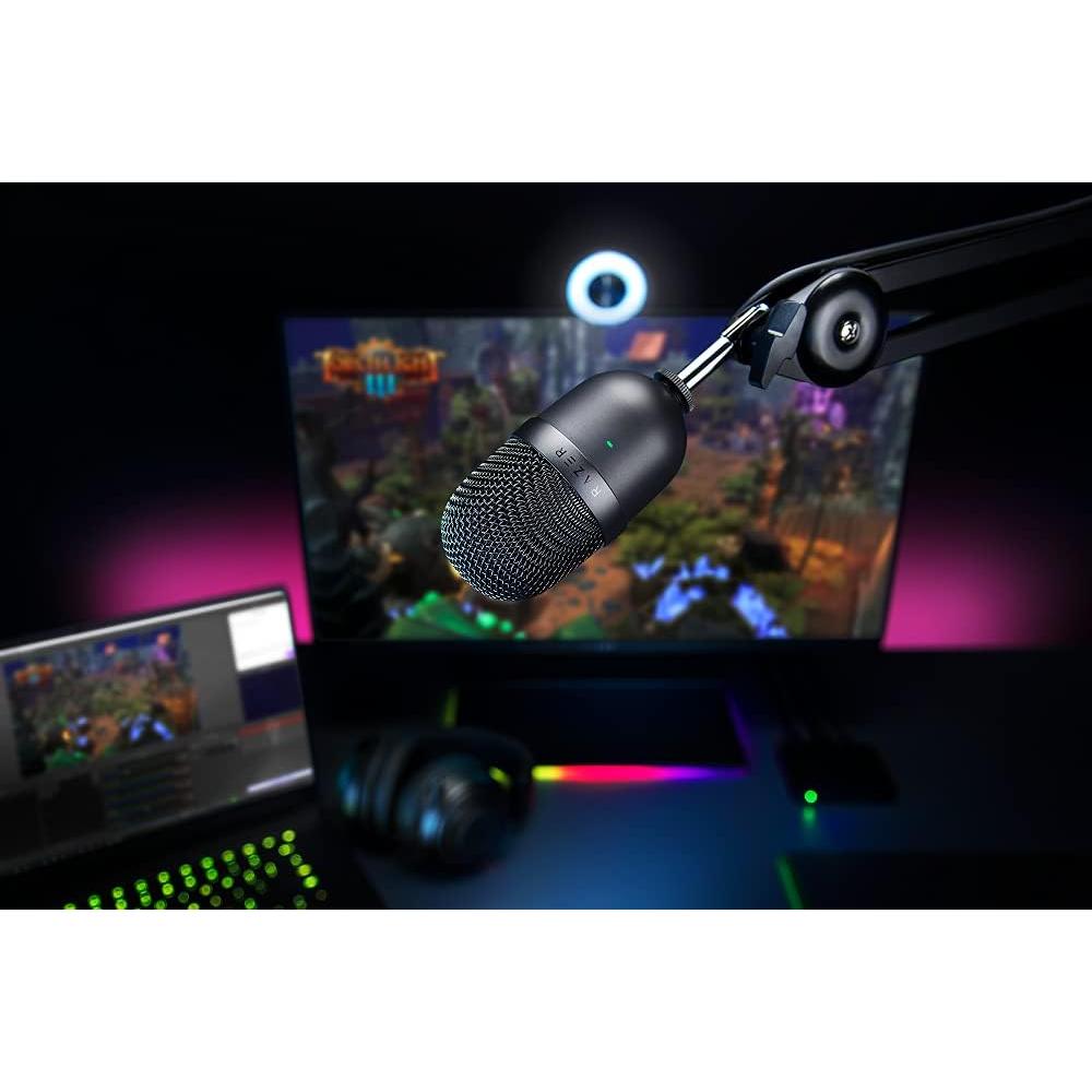 Razer Seiren Mini - USB Condenser Microphone for Streaming (Compact with Supercardioid Polar Pattern, Tiltable Stand, Integrated Shock Absorber) Black