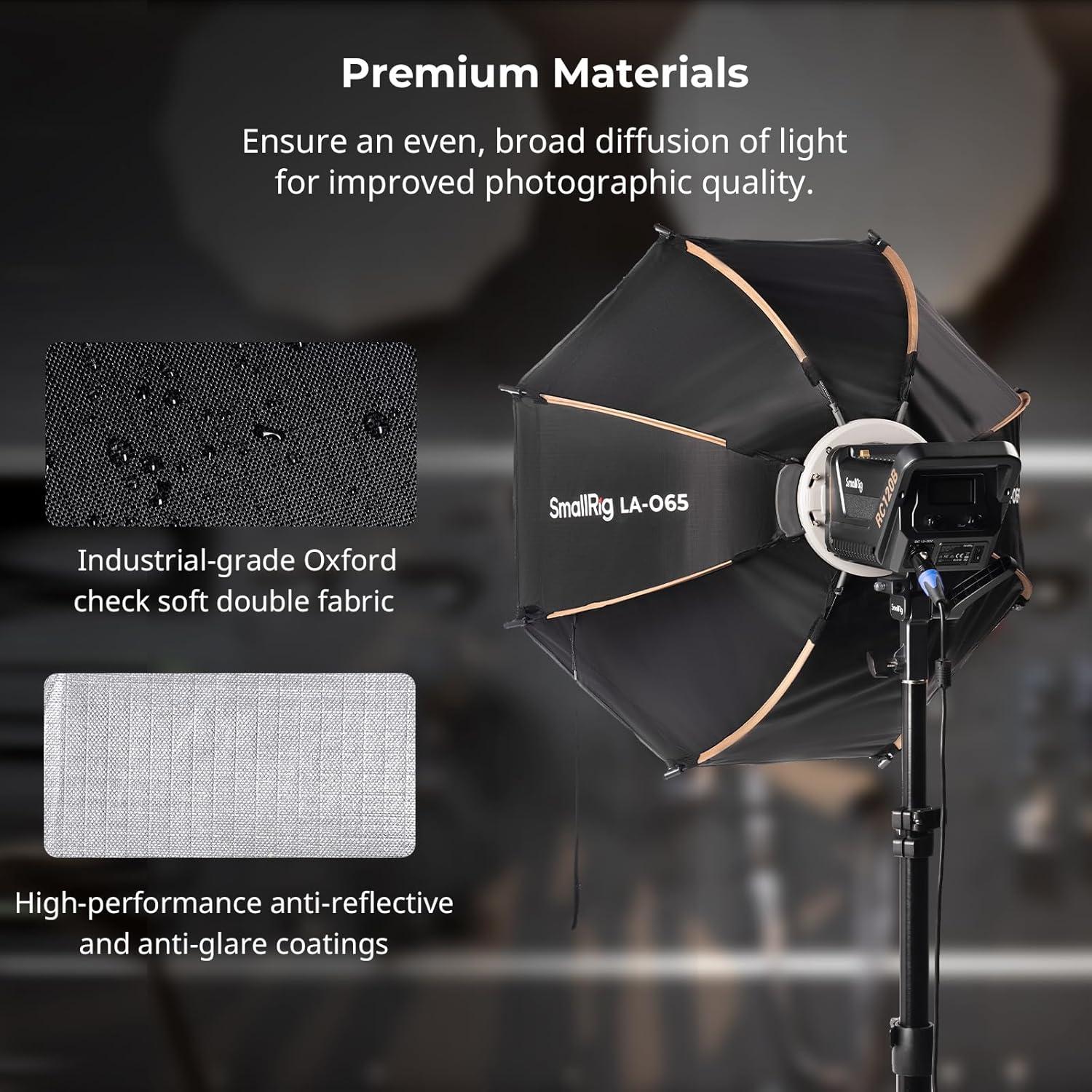 SmallRig LA-O65 Octagonal Softbox, 65cm/25.6in Quick Release Softbox with Carrying Bag, for Bowens Mount COB Lights for SmallRig for Neewer for Aputure for Godox