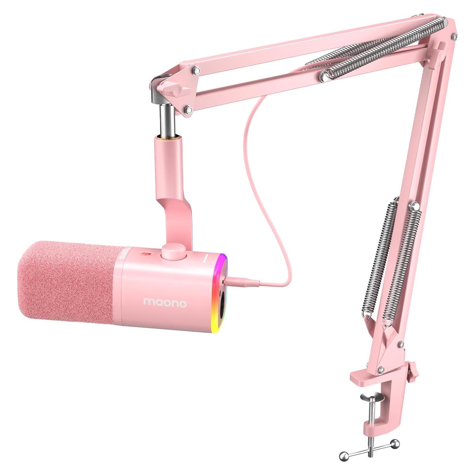 Micrófono Dinámico USB/XLR MAONO PD100XS Rosa para Gaming