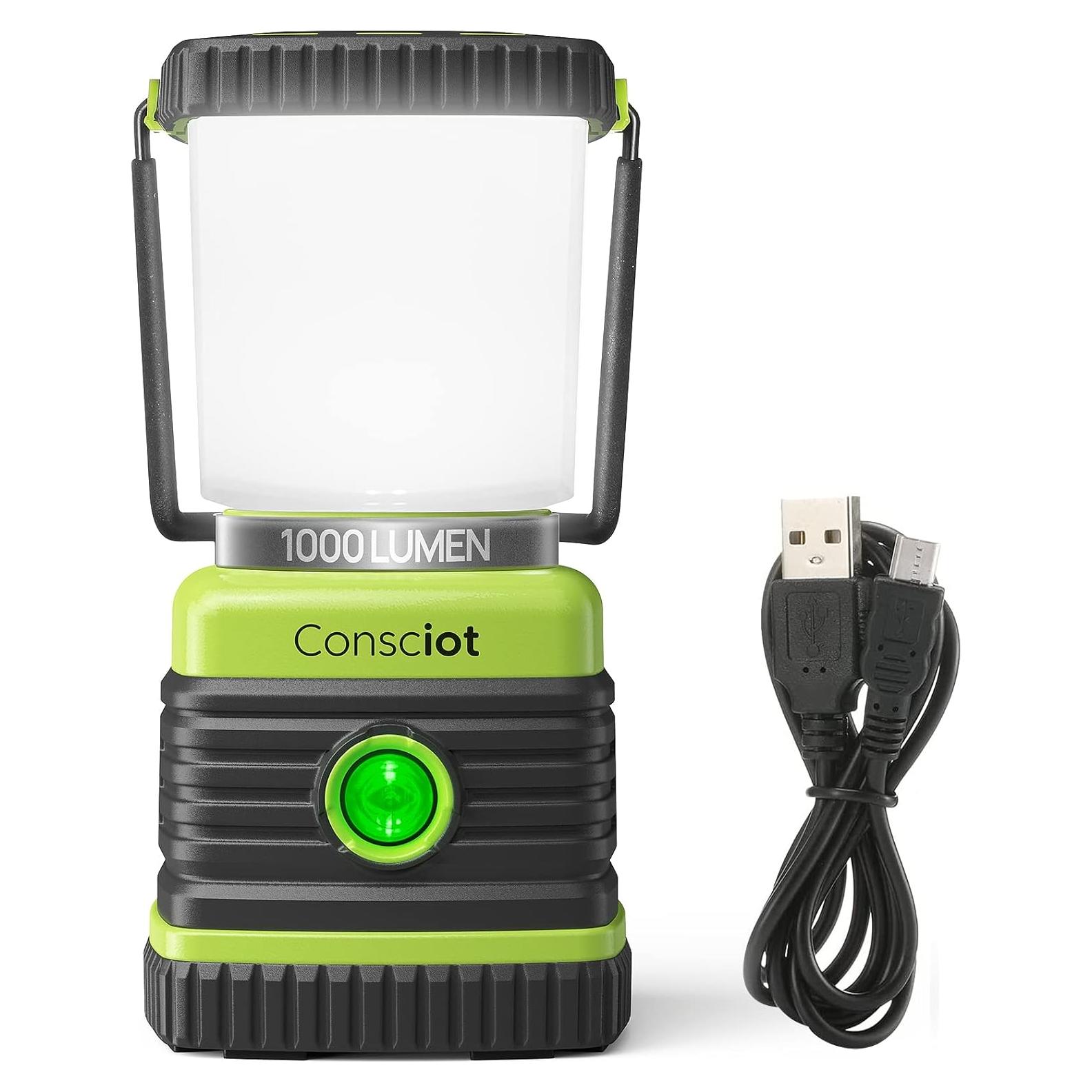 Linterna LED Recargable Consciot 1000 Lúmenes IPX4 Verde Claro