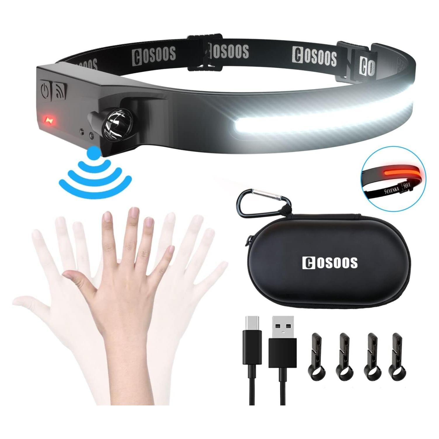 Linterna Frontal LED COSOOS 1000 Lúmenes Recargable Luz Roja