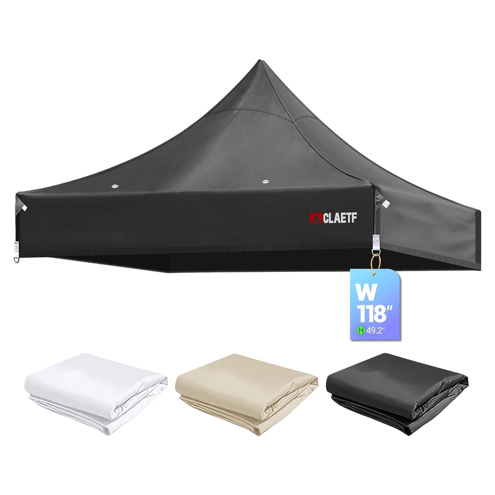 Techo de Carpa Plegable 10x10 CLAETF Negro Impermeable