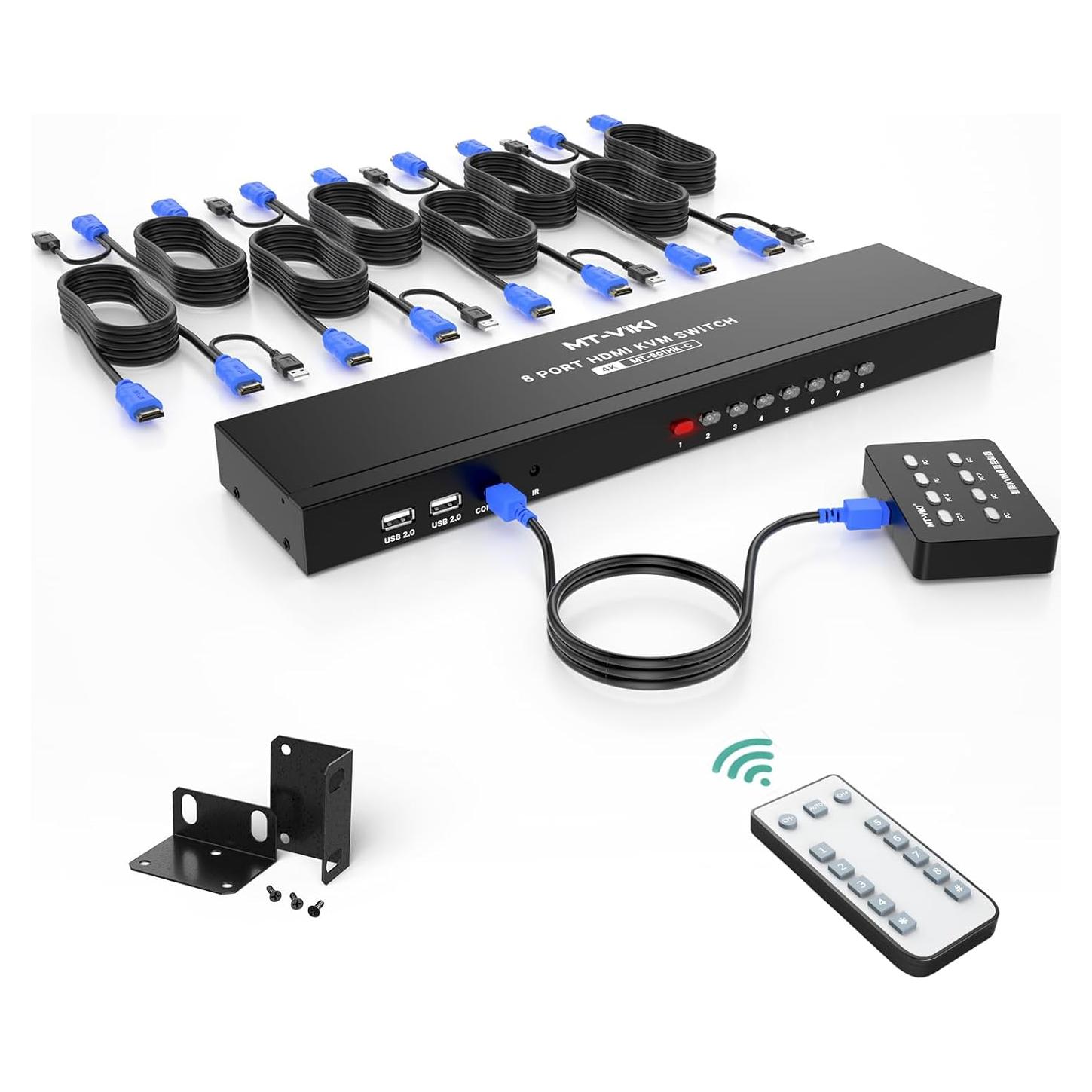 Interruptor KVM HDMI 8 Puertos MT-VIKI 4K 30Hz Rack 1U