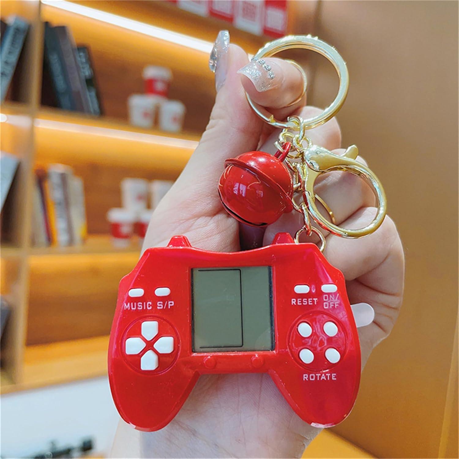 Retro Classic Game Console Pendant Keychain Playable Electronic Miniature Handheld Mini Games Machine with Keychain Ring Gift (K5)