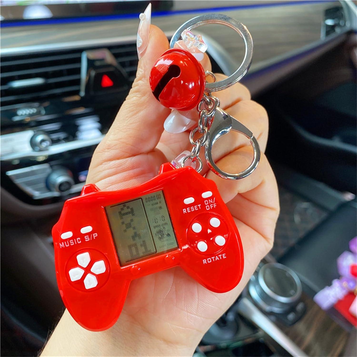 Retro Classic Game Console Pendant Keychain Playable Electronic Miniature Handheld Mini Games Machine with Keychain Ring Gift (K5)