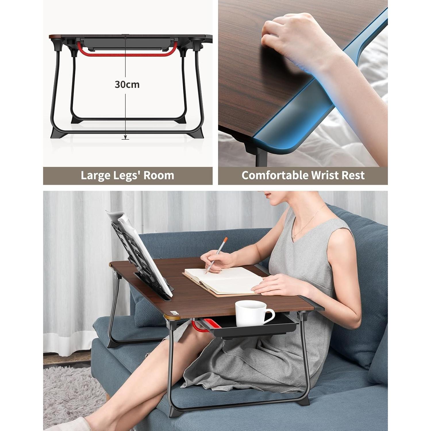 Mesa de Laptop Plegable SAIJI 65x49cm Cereza Negra